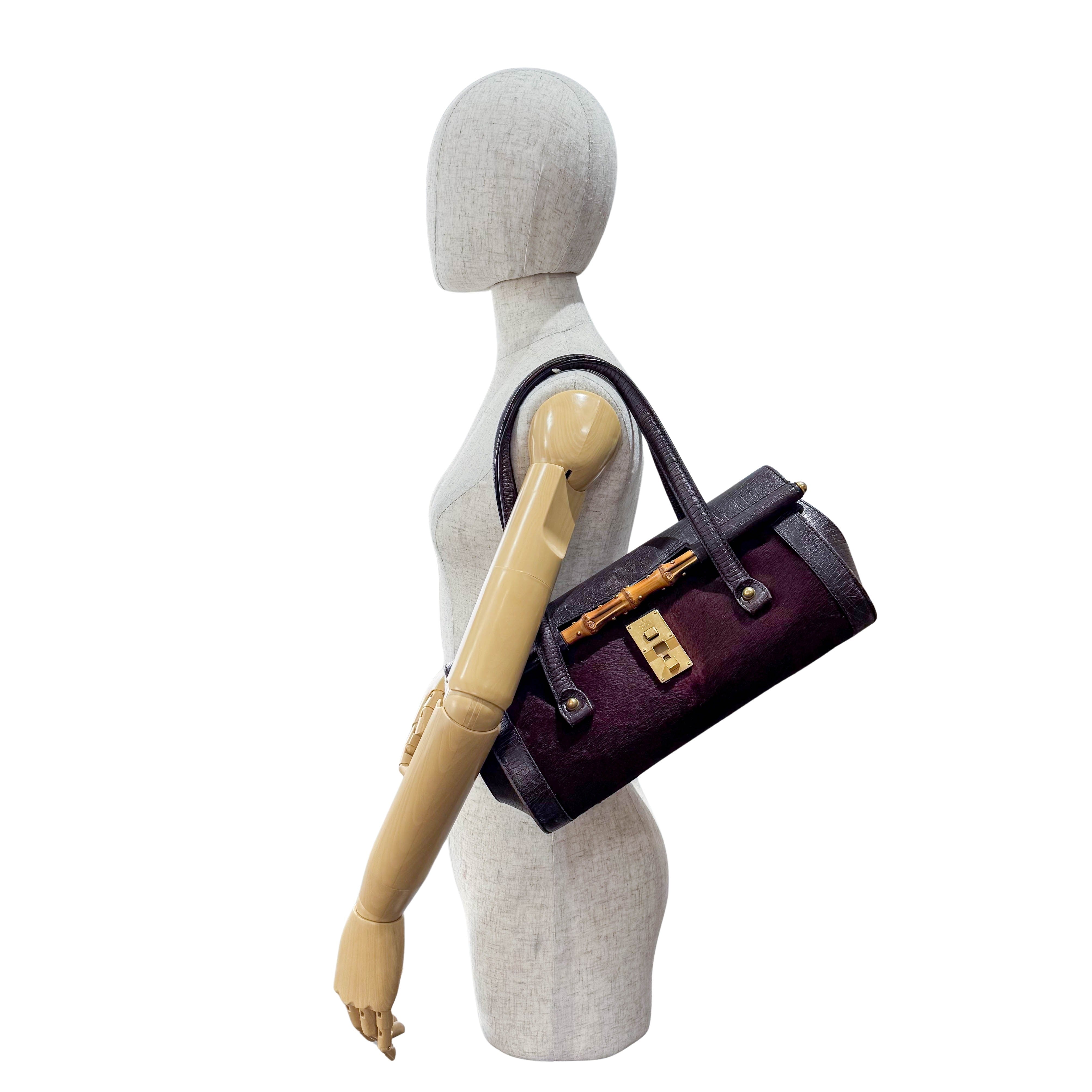 Bamboo Bullet Dark Brown Pony Hair Bag
