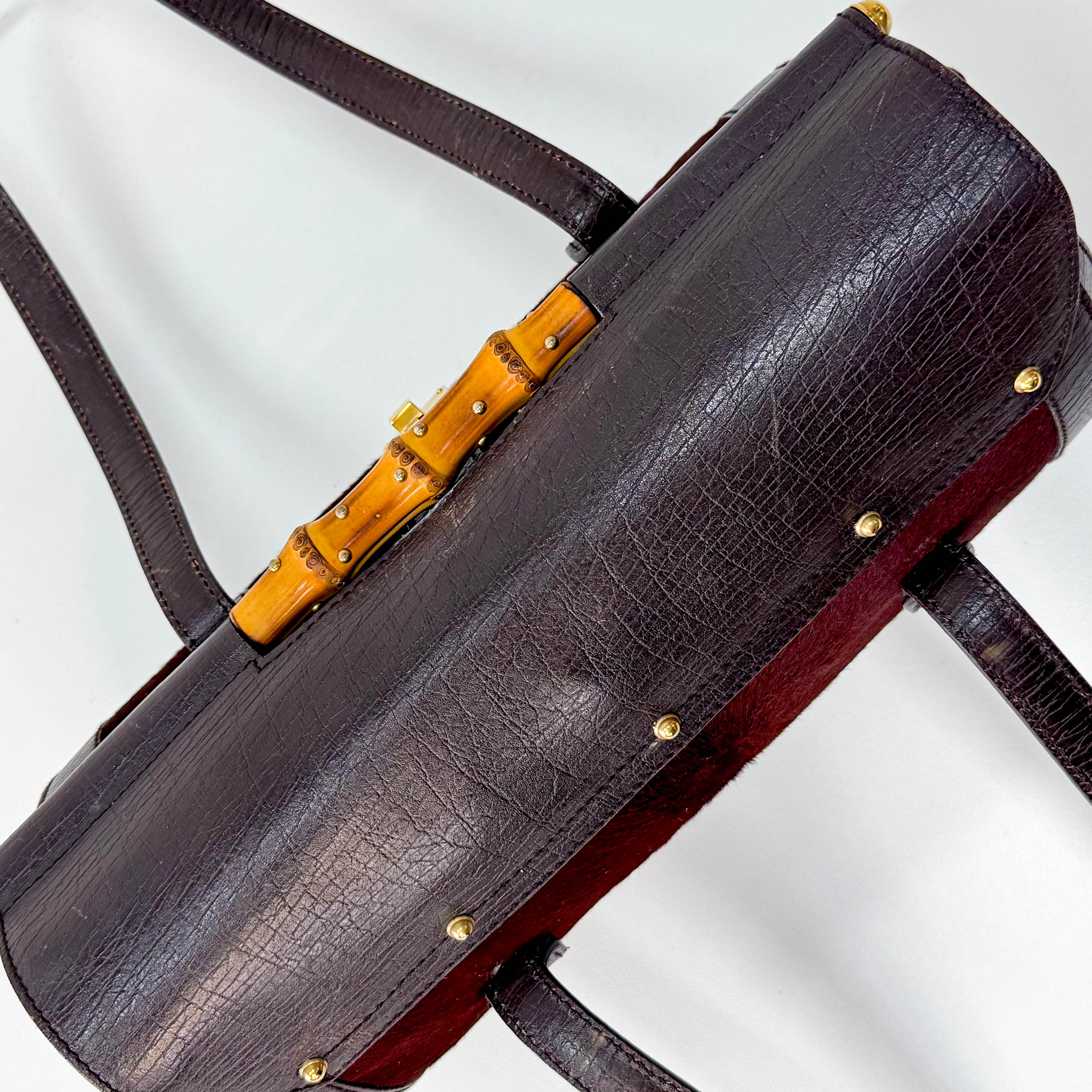 Bamboo Bullet Dark Brown Pony Hair Bag