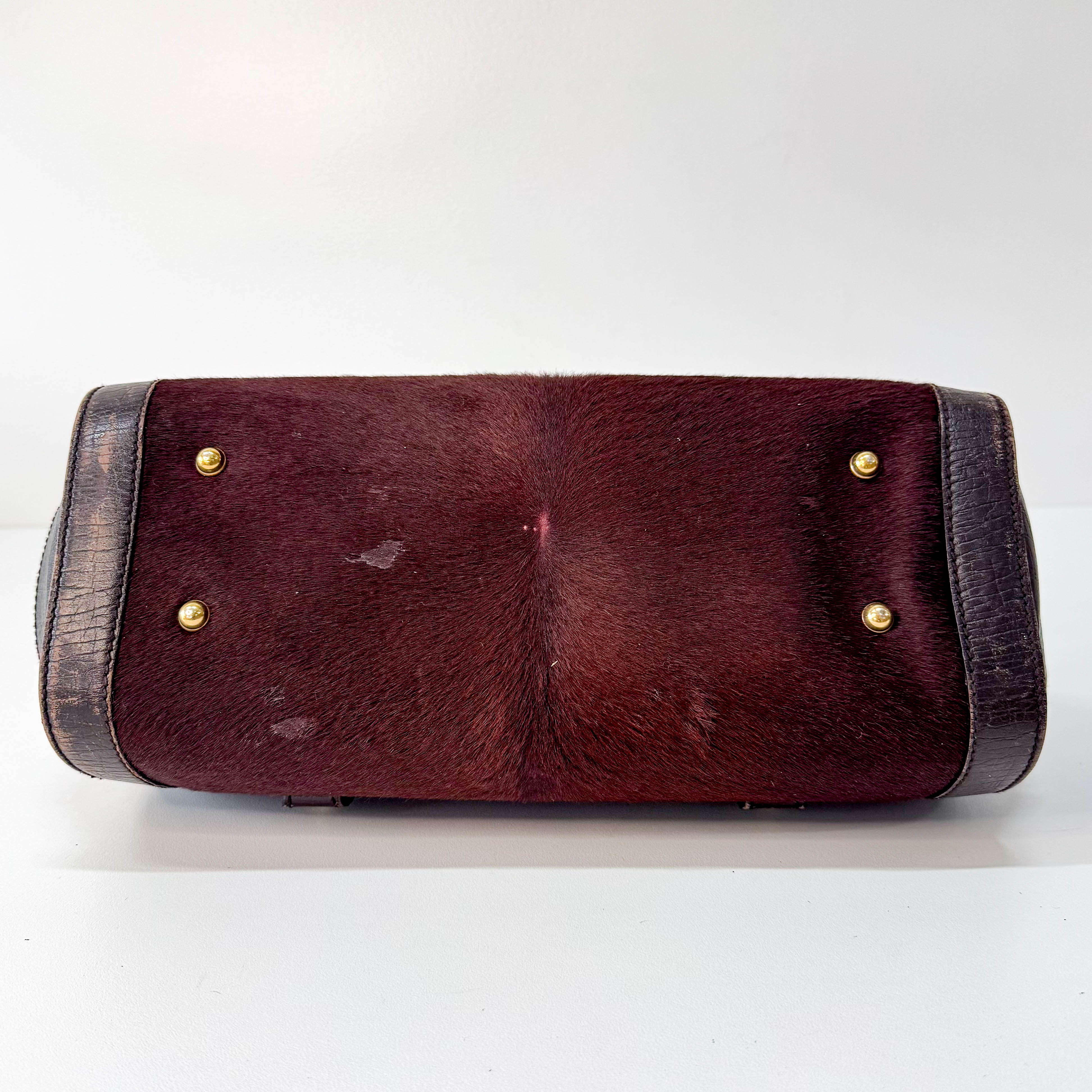 Bamboo Bullet Dark Brown Pony Hair Bag