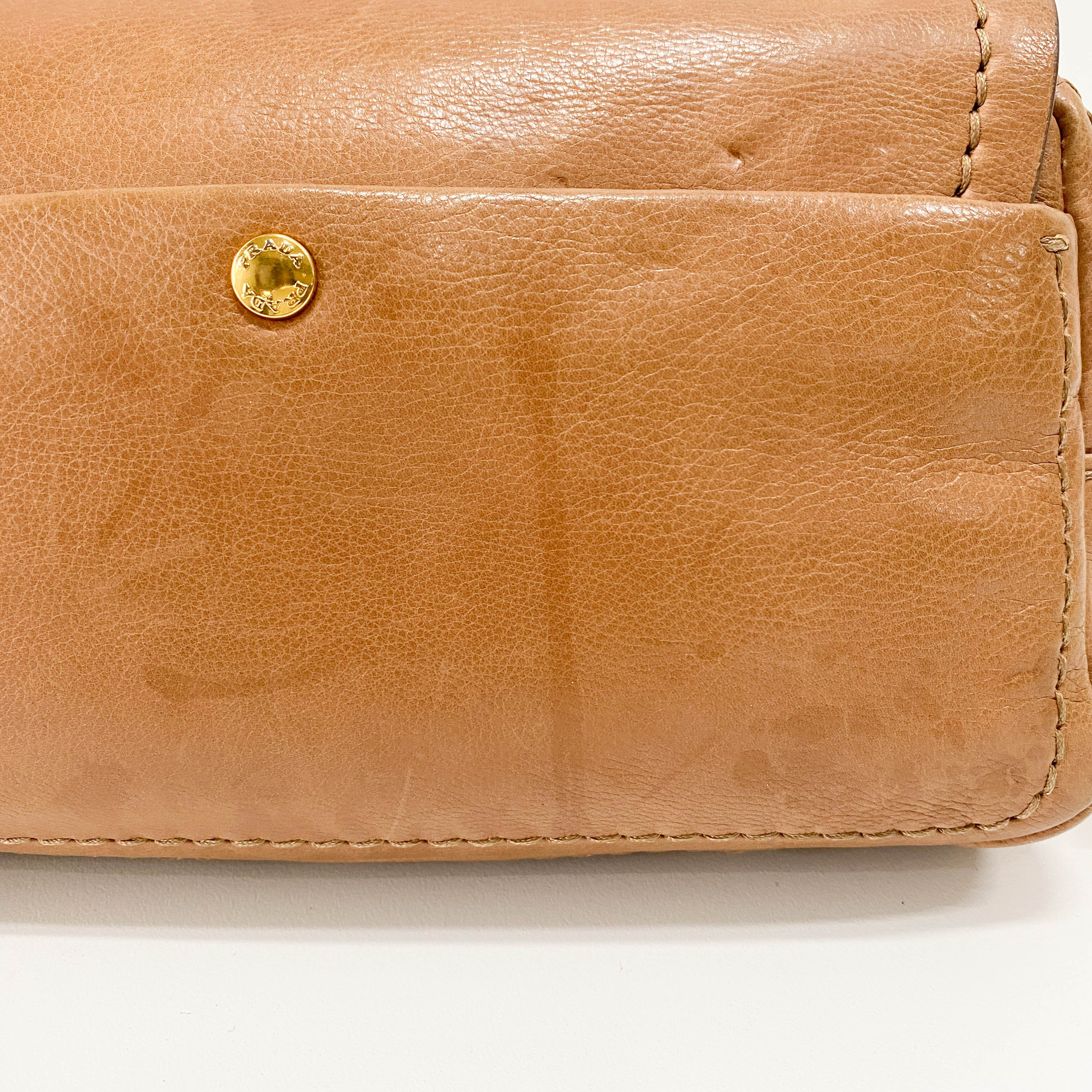 Brown Leather Gold Chain Shoulder Bag