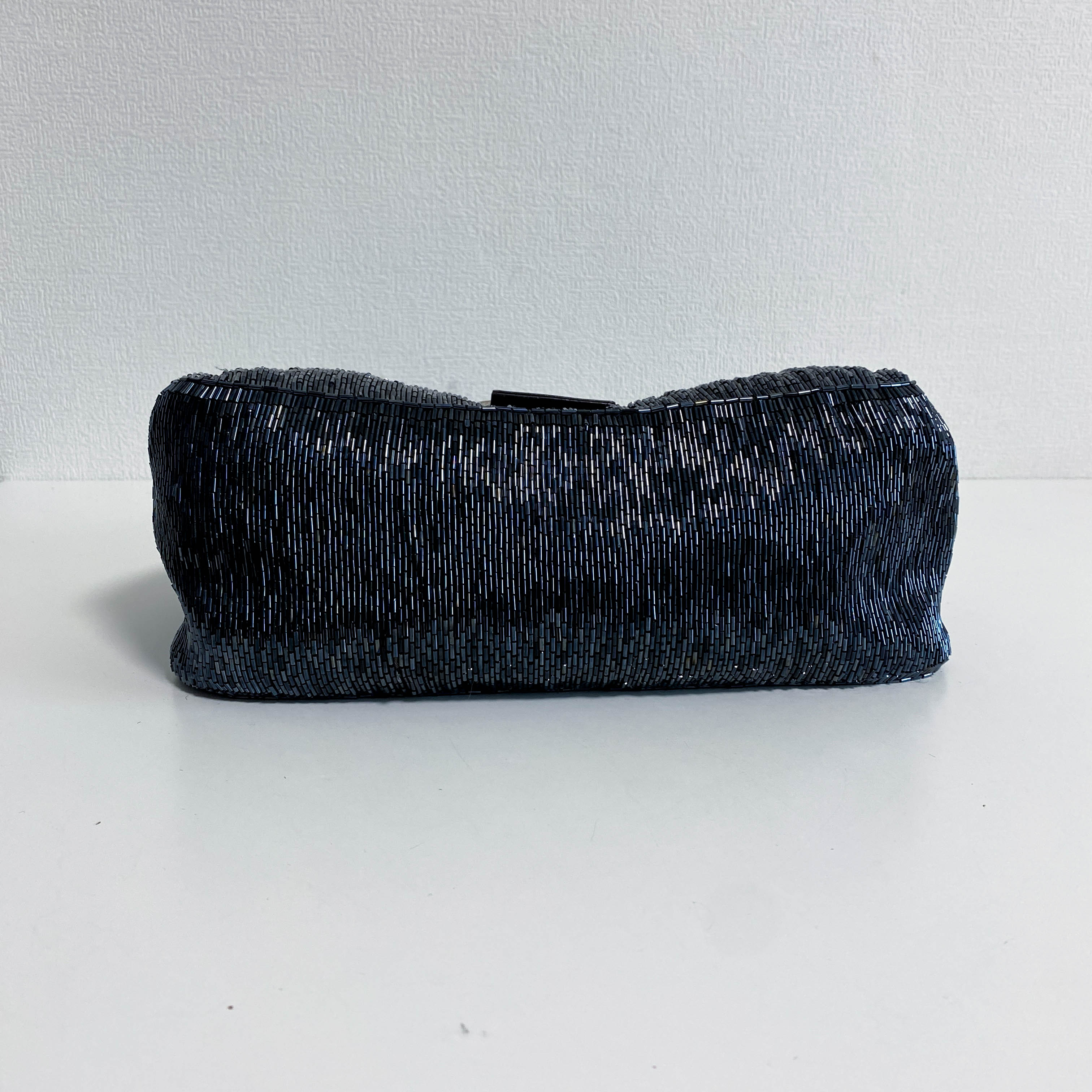 Mamma Baguette Metalic Blue Beaded Shoulder Bag