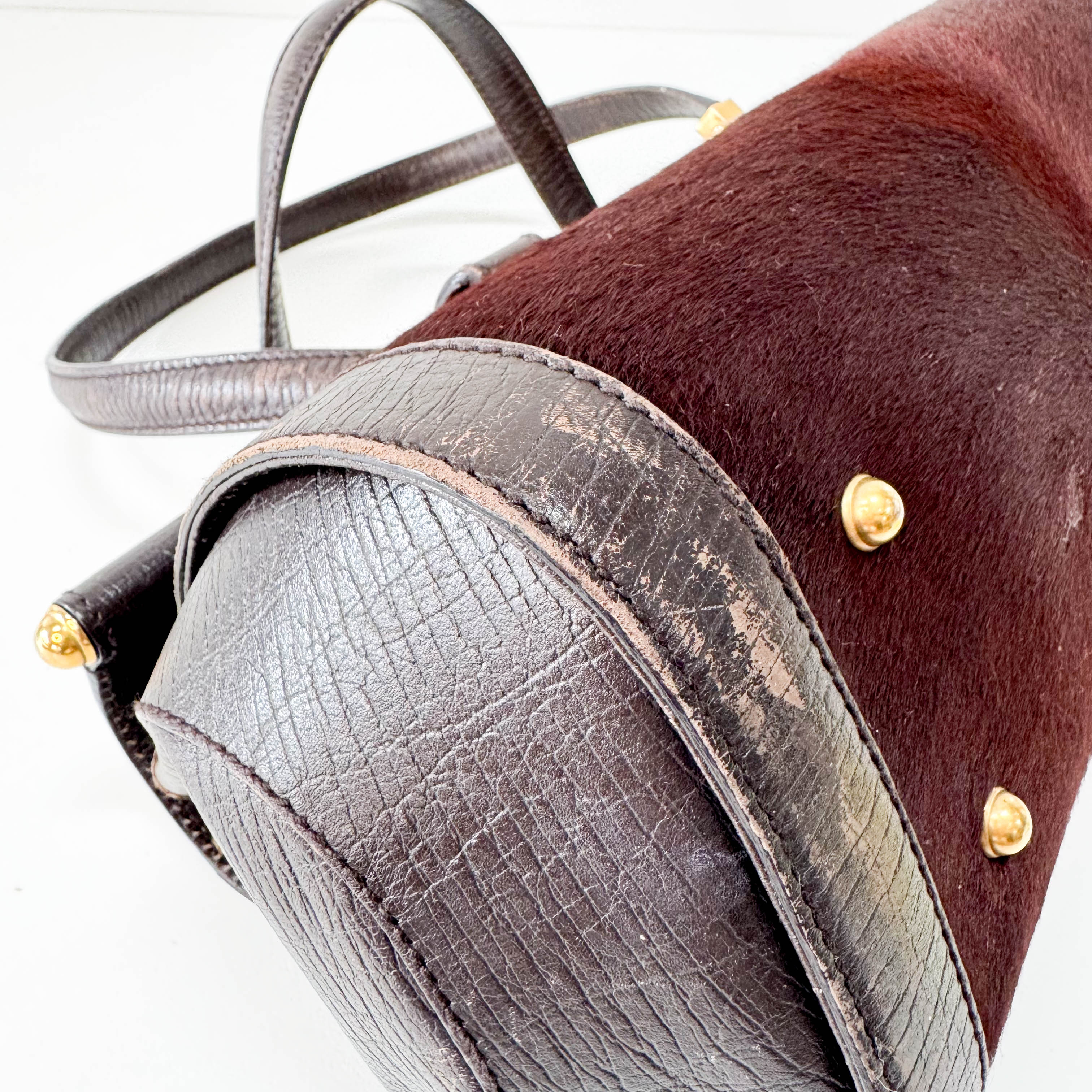 Bamboo Bullet Dark Brown Pony Hair Bag