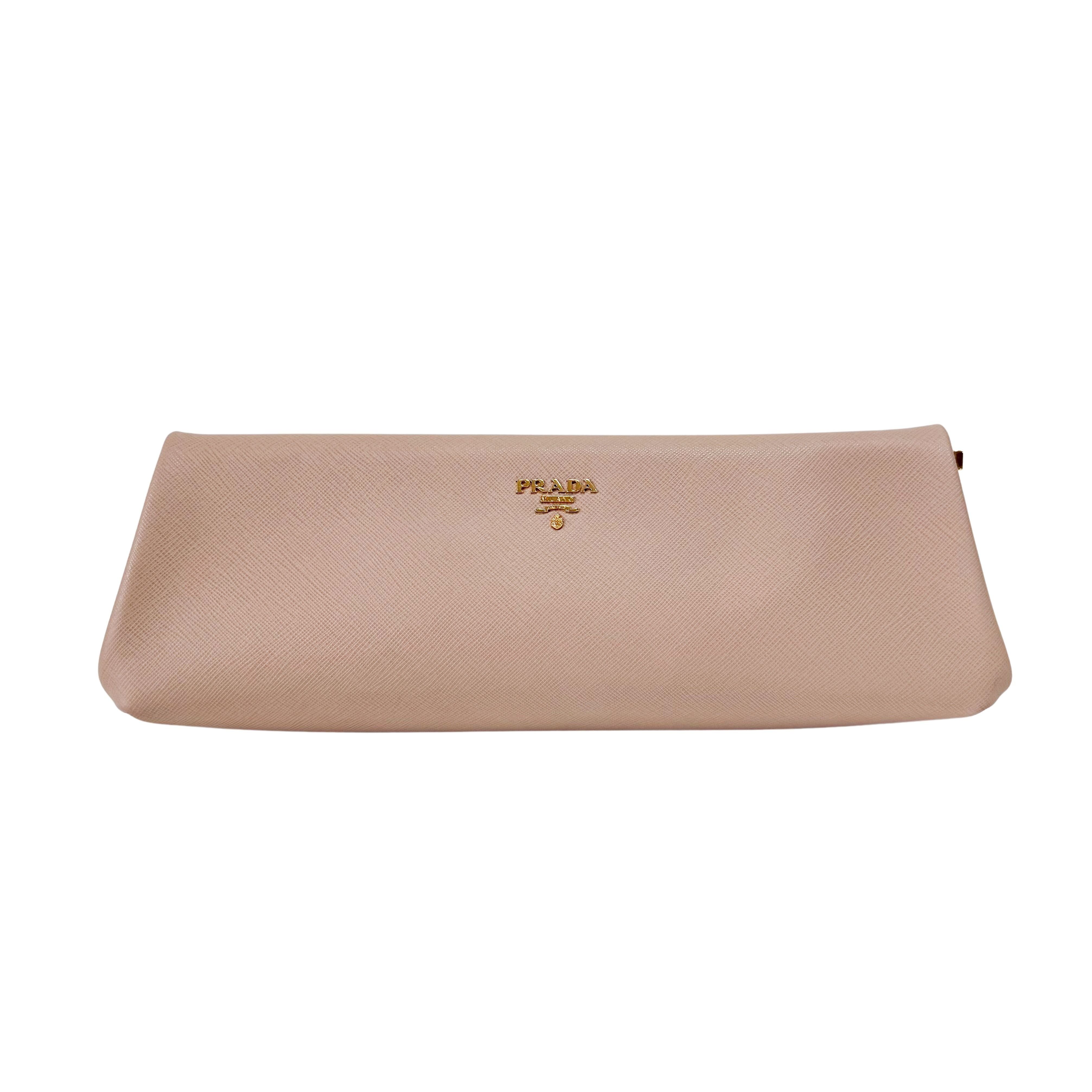 Saffiano Pink Canvas Clutch Bag