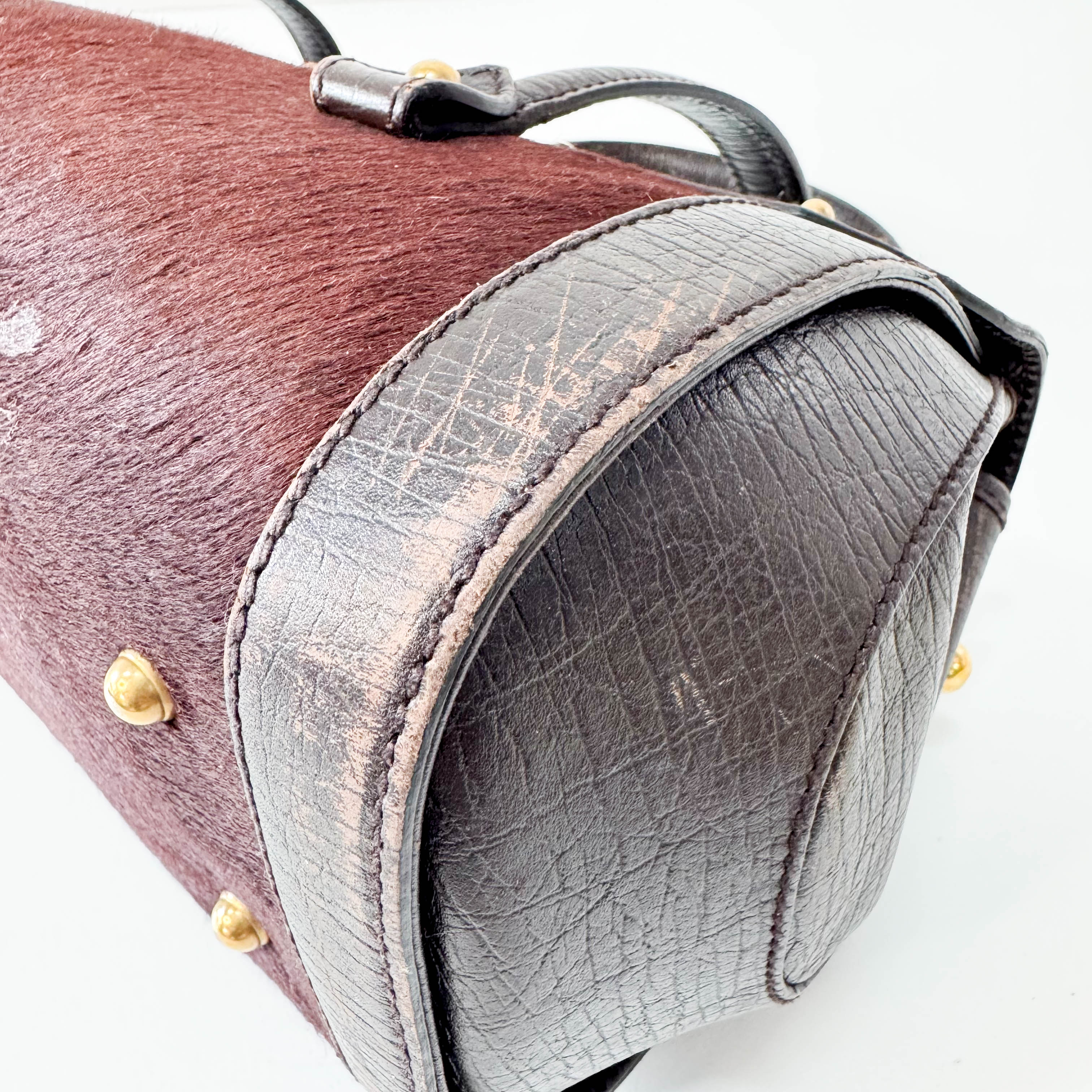 Bamboo Bullet Dark Brown Pony Hair Bag