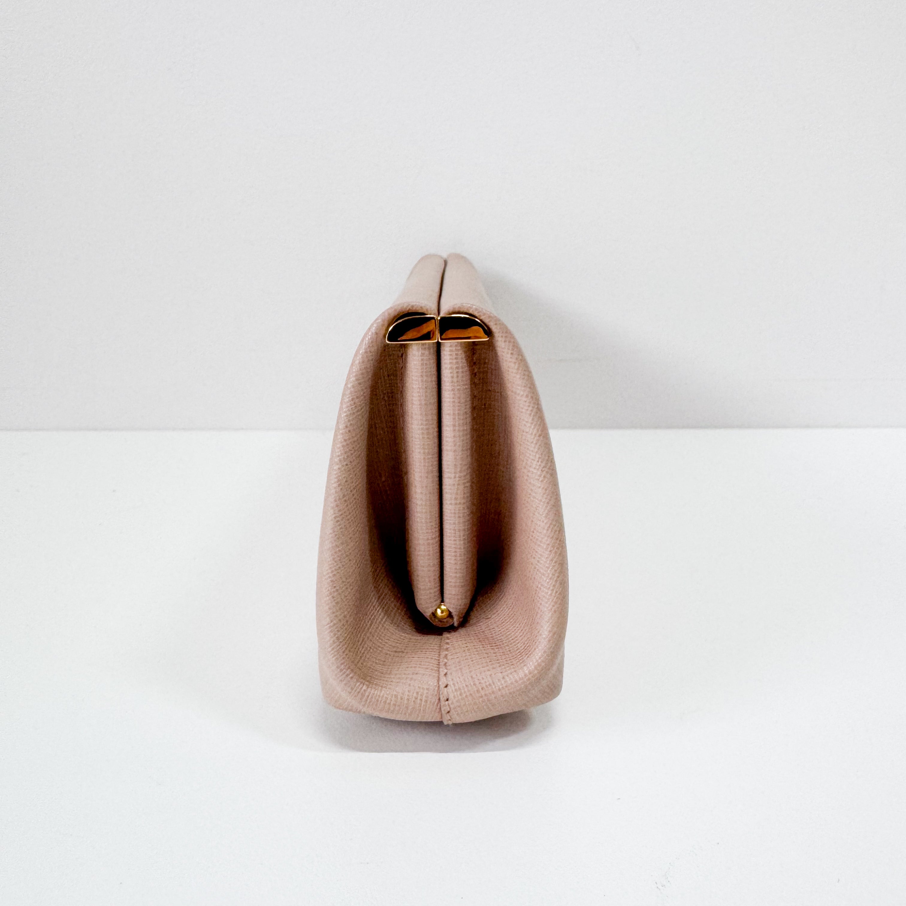 Saffiano Pink Canvas Clutch Bag