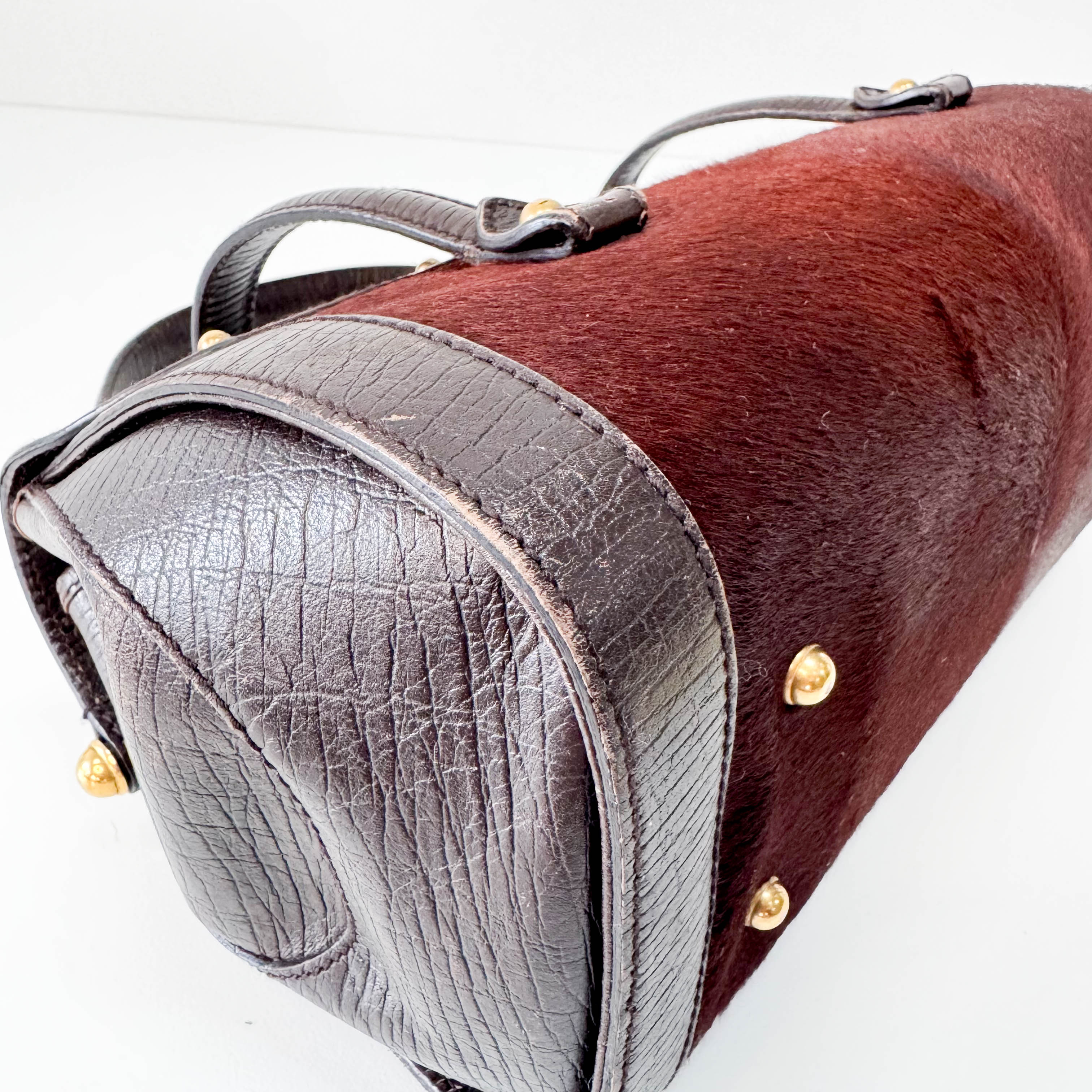 Bamboo Bullet Dark Brown Pony Hair Bag