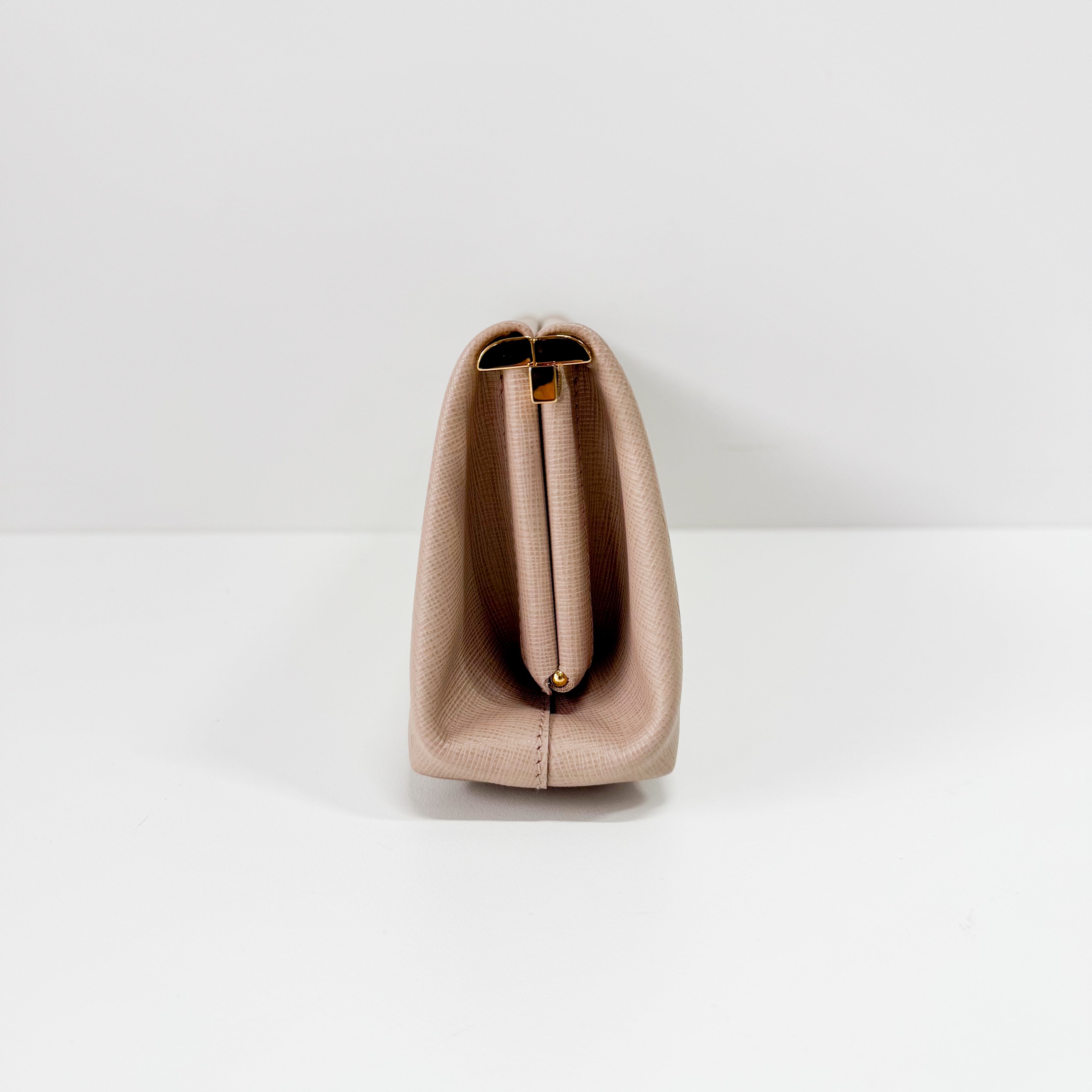 Saffiano Pink Canvas Clutch Bag