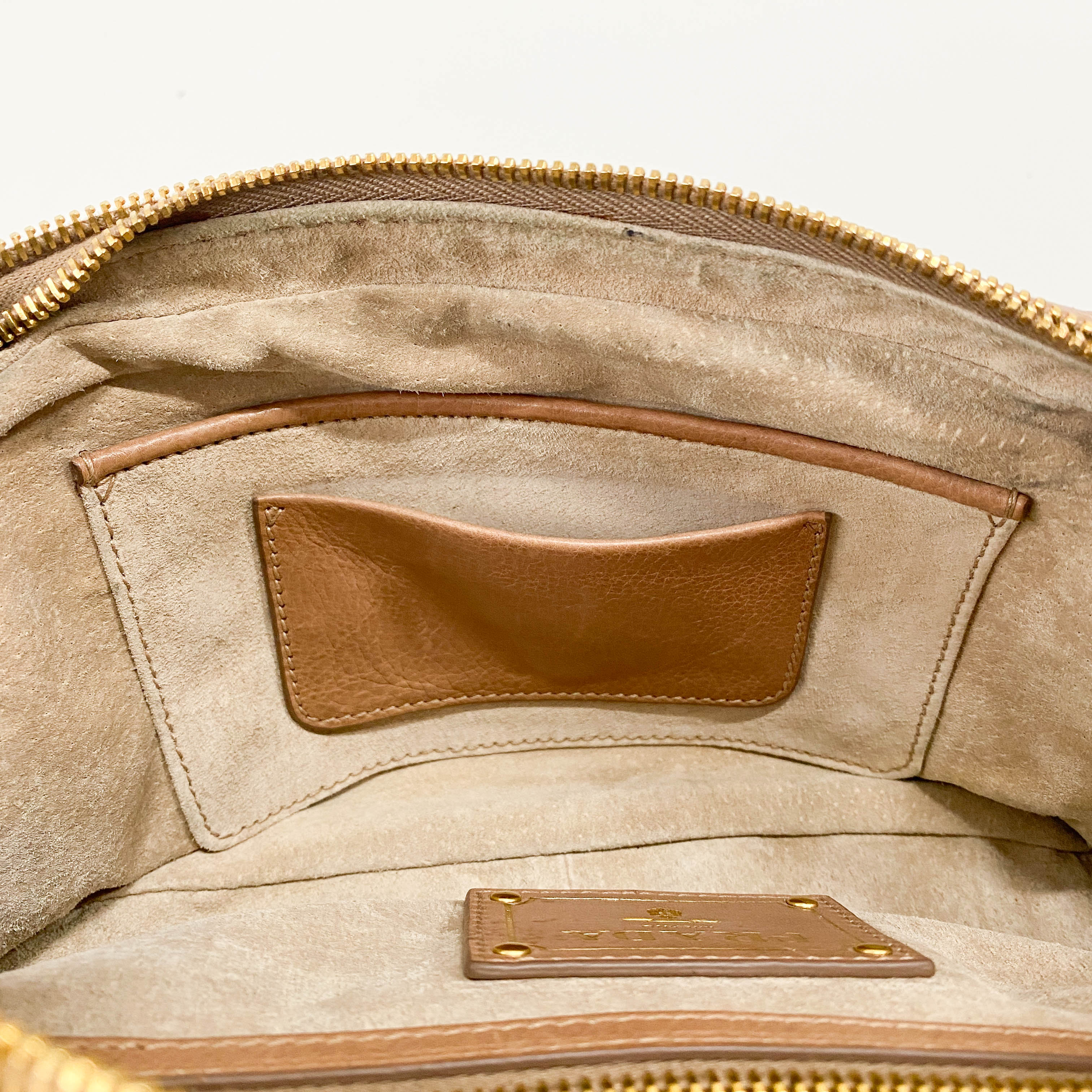 Brown Leather Gold Chain Shoulder Bag