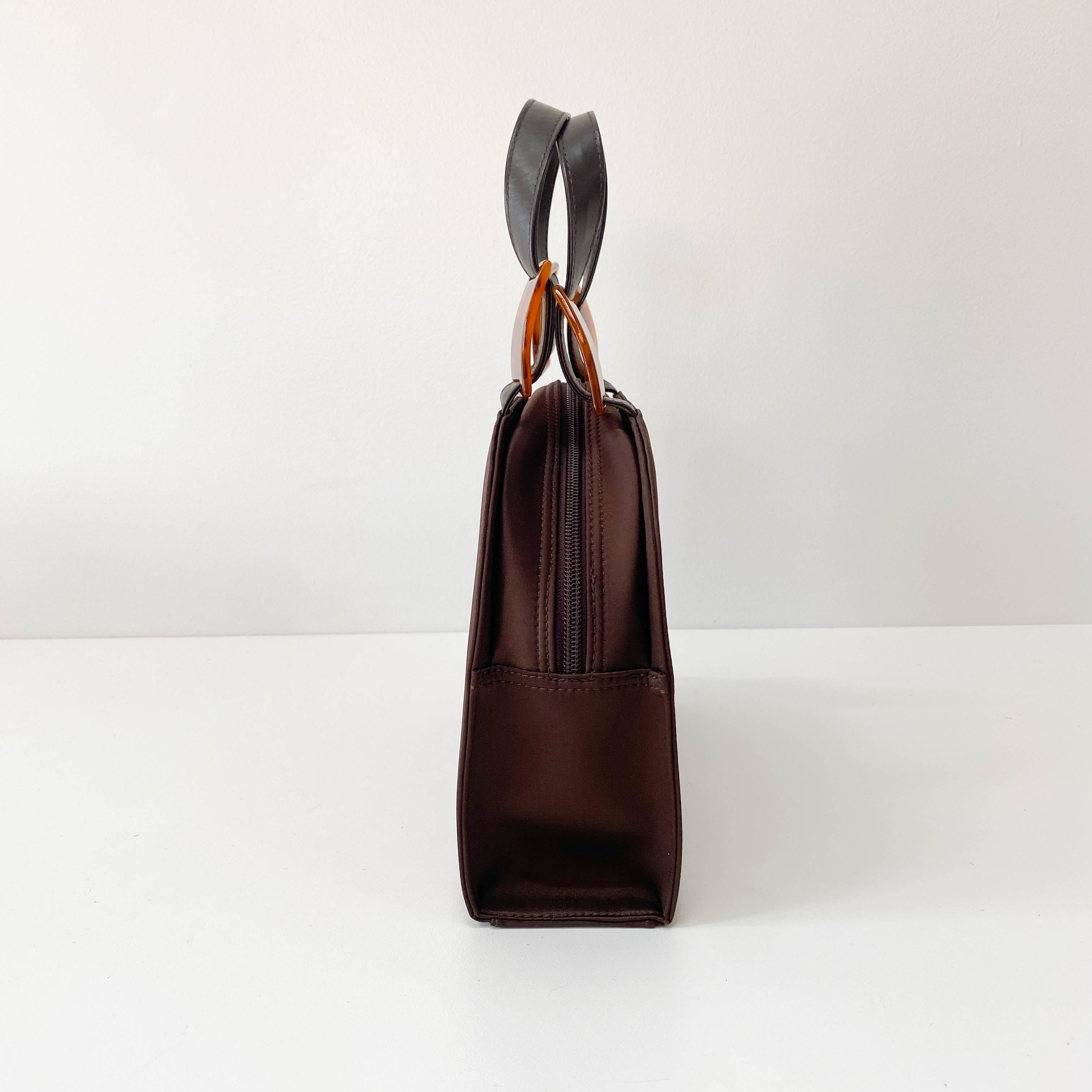 Brown Nylon Handle Bag