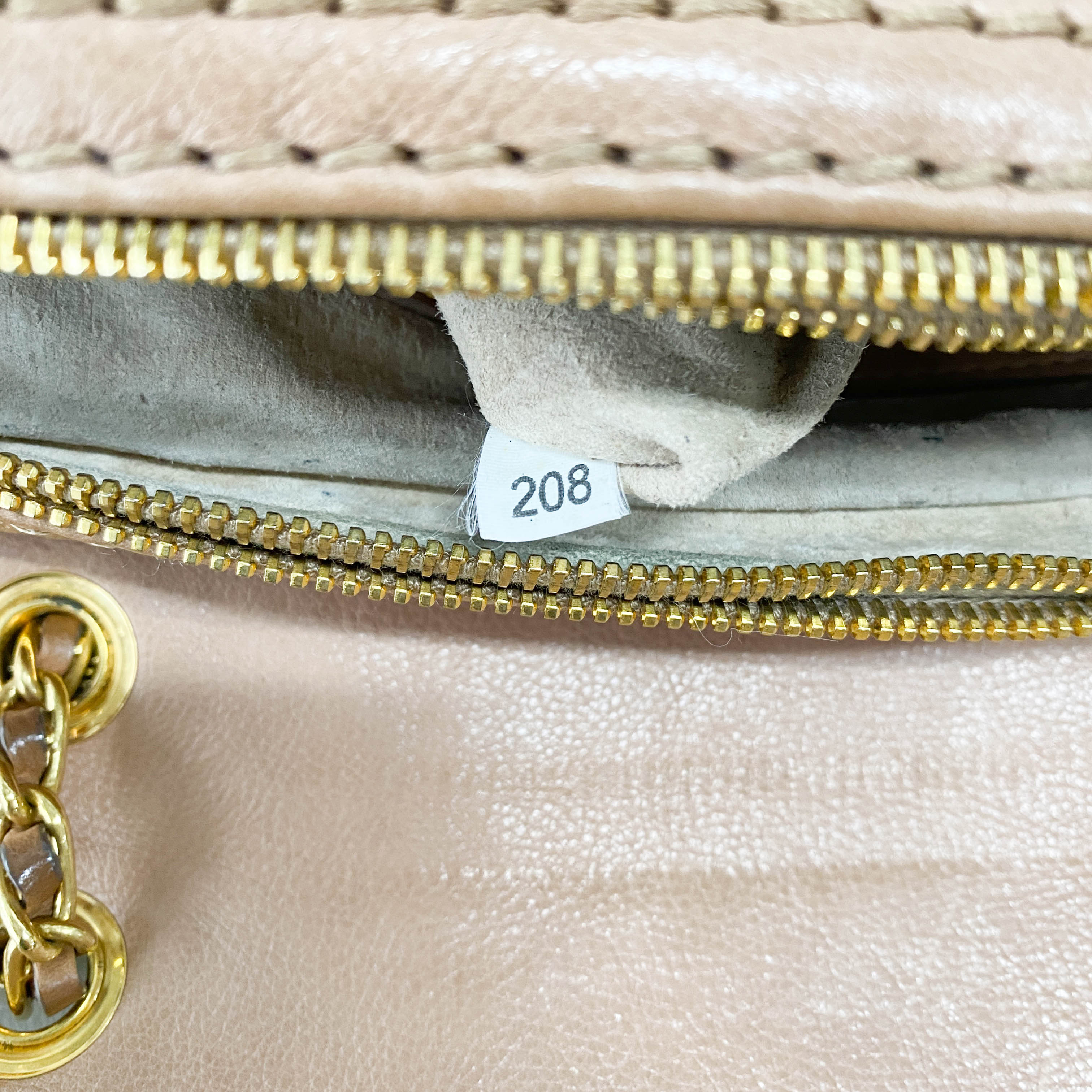 Brown Leather Gold Chain Shoulder Bag