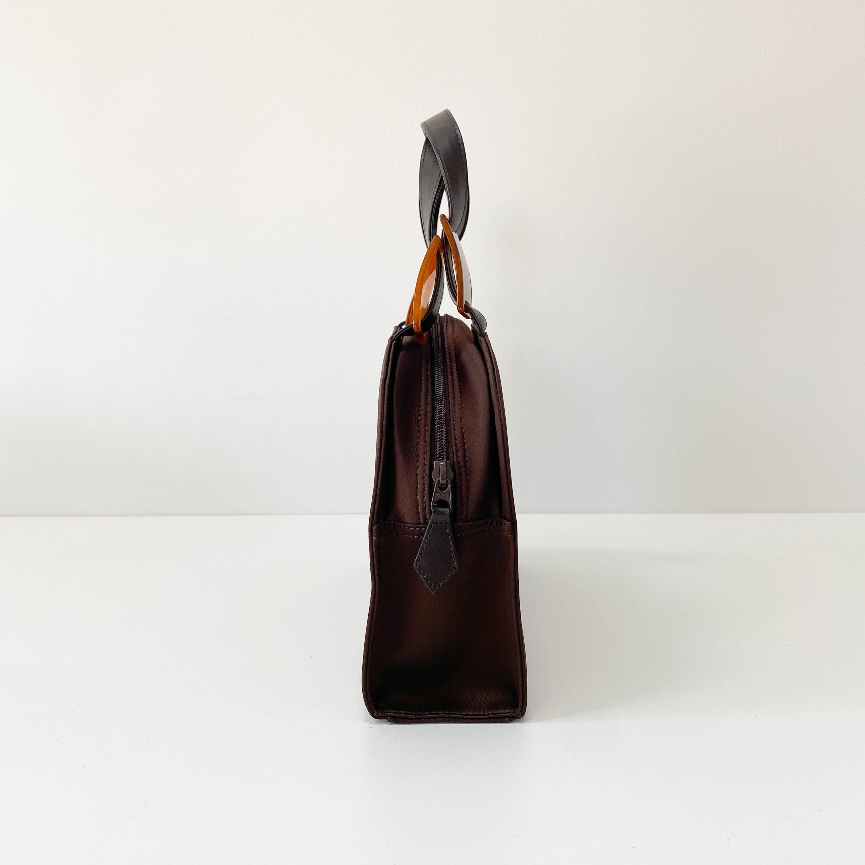 Brown Nylon Handle Bag