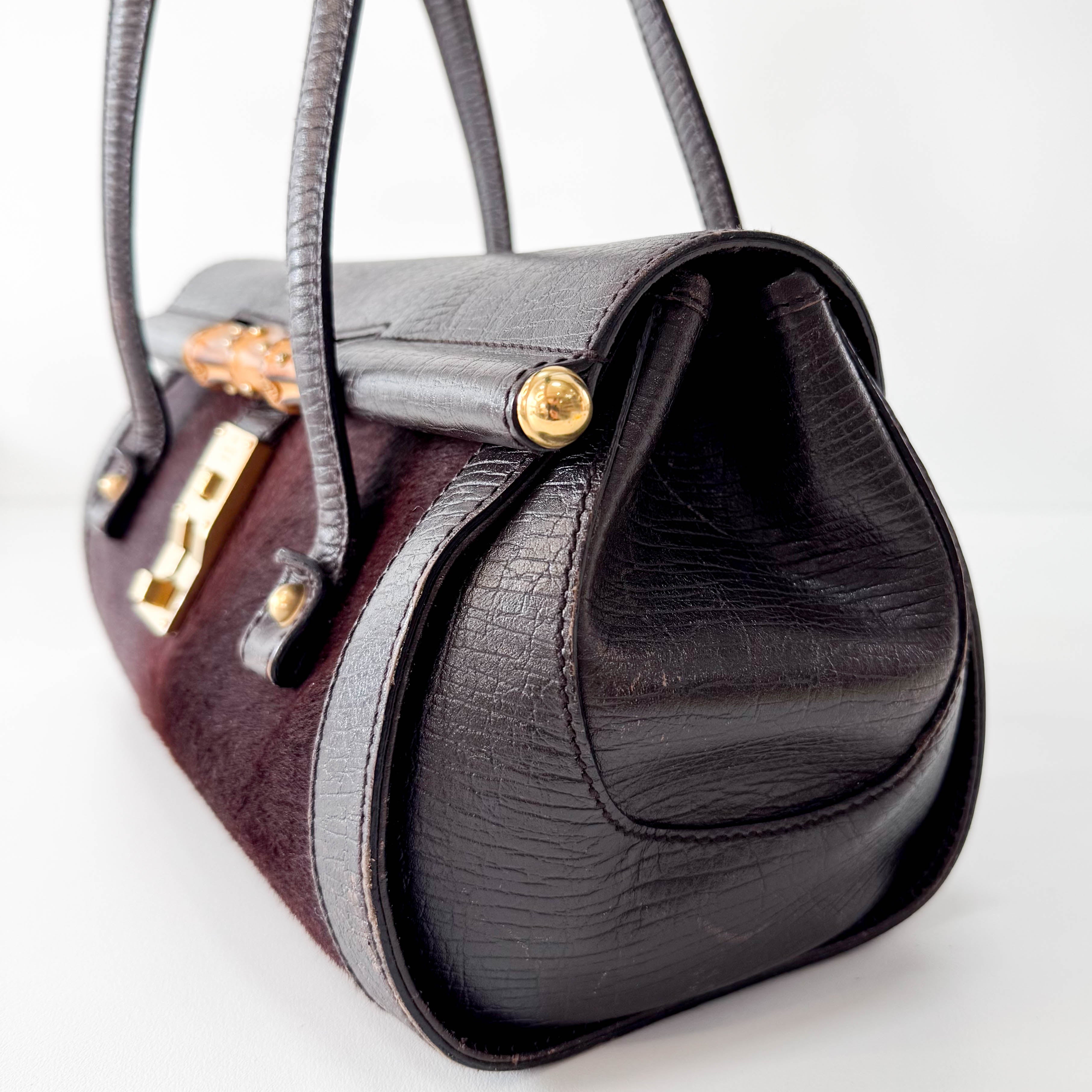 Bamboo Bullet Dark Brown Pony Hair Bag