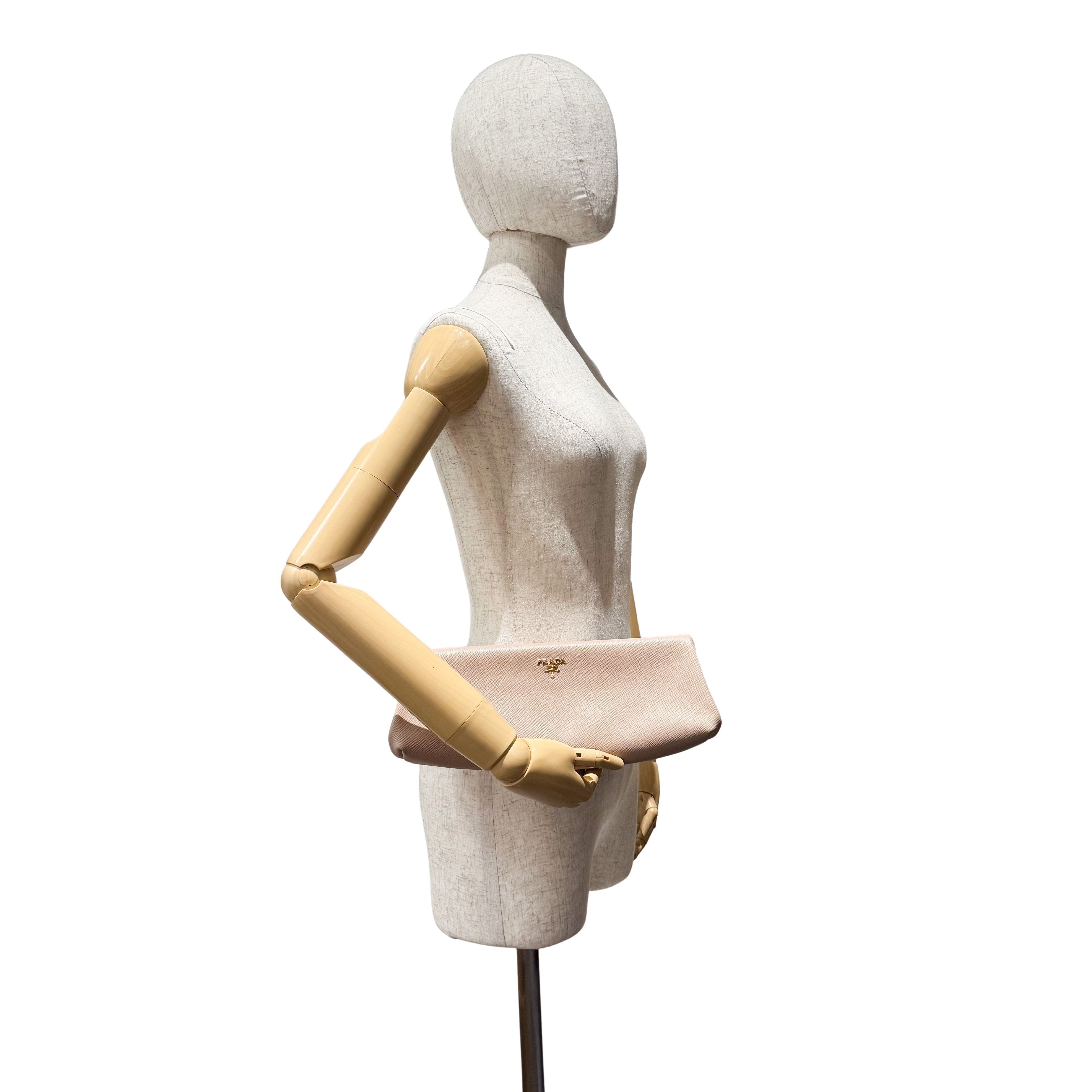 Saffiano Pink Canvas Clutch Bag