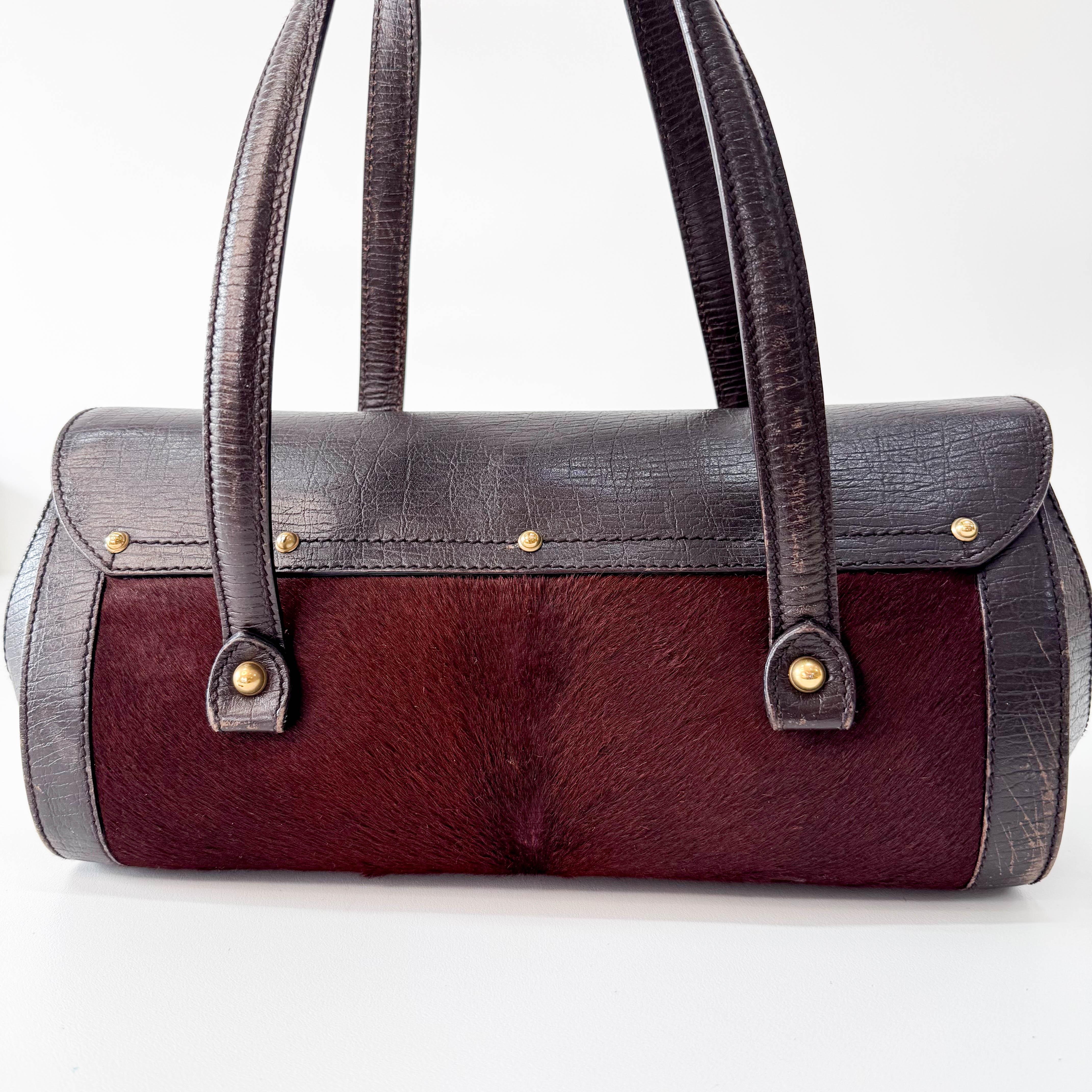 Bamboo Bullet Dark Brown Pony Hair Bag