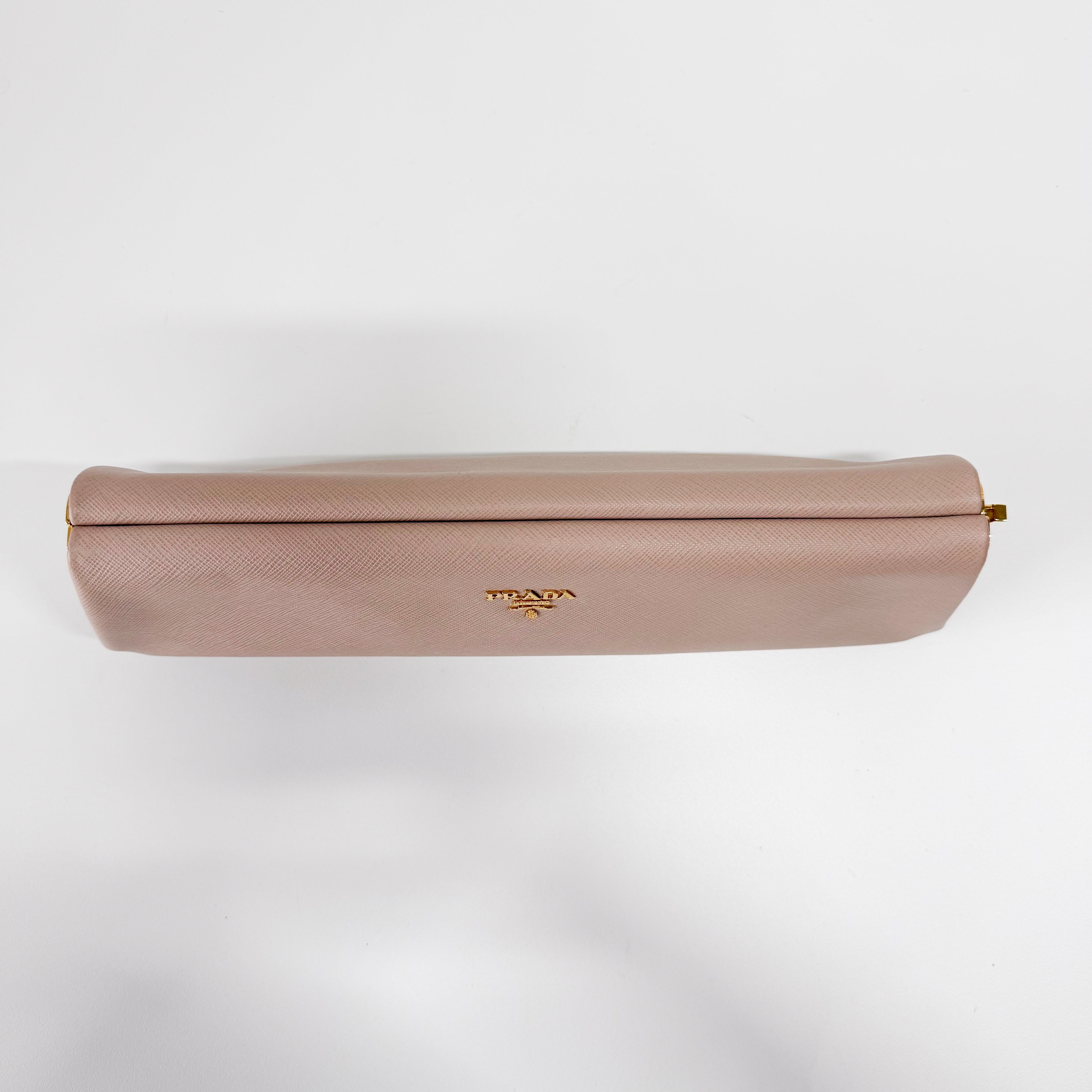 Saffiano Pink Canvas Clutch Bag