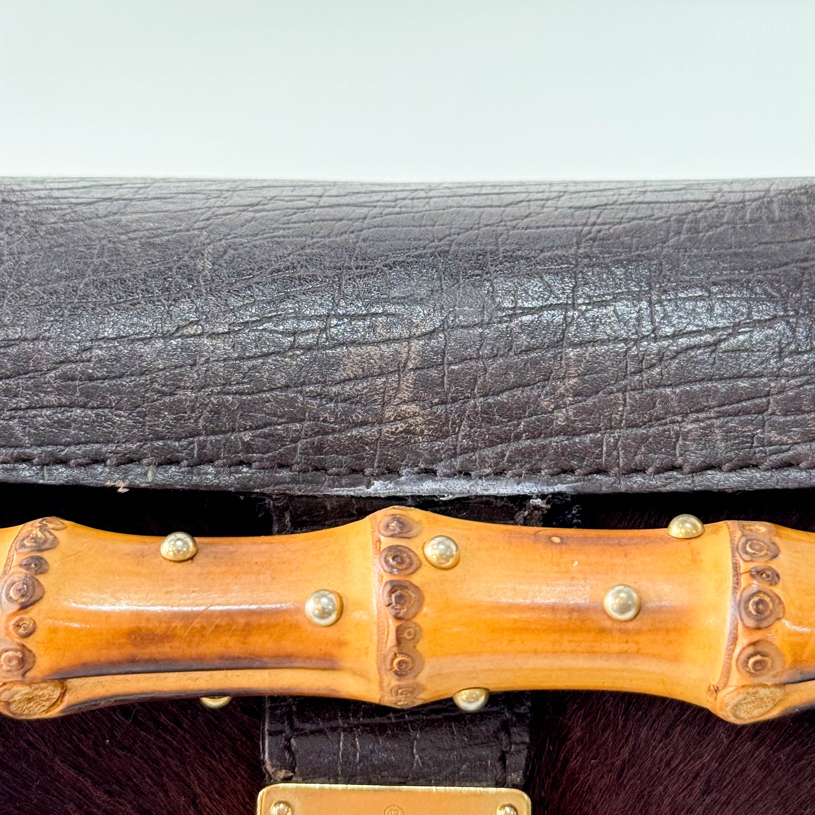 Bamboo Bullet Dark Brown Pony Hair Bag