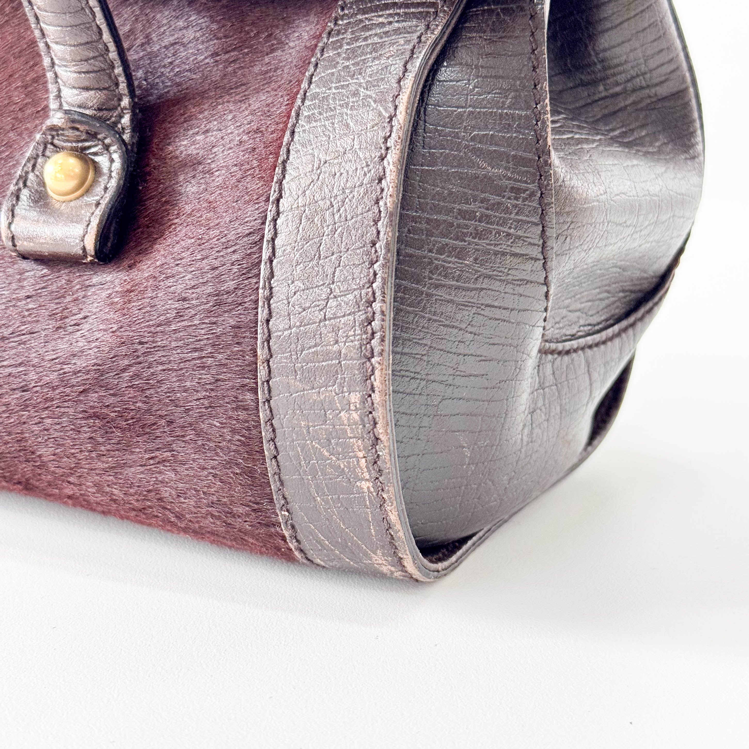 Bamboo Bullet Dark Brown Pony Hair Bag