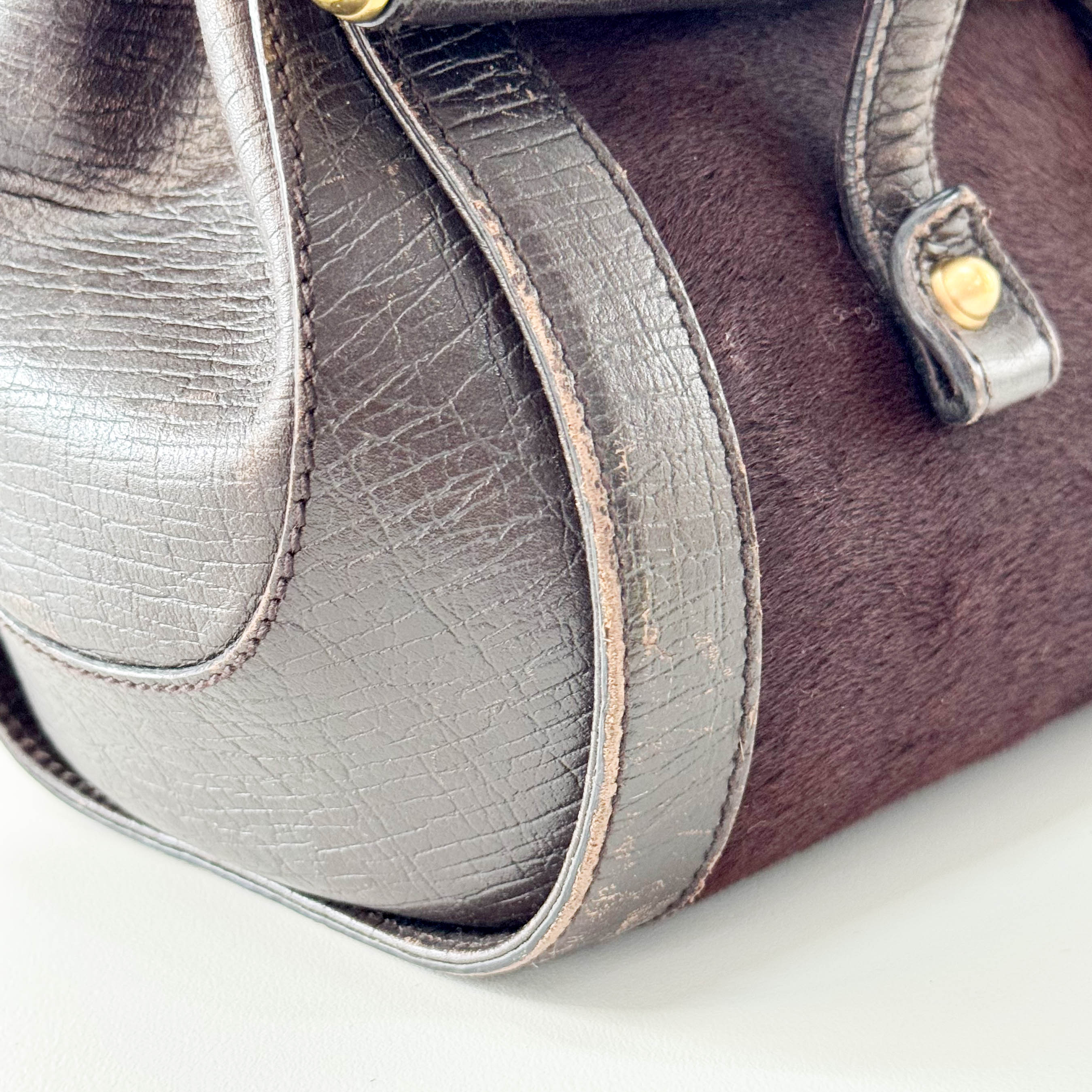 Bamboo Bullet Dark Brown Pony Hair Bag