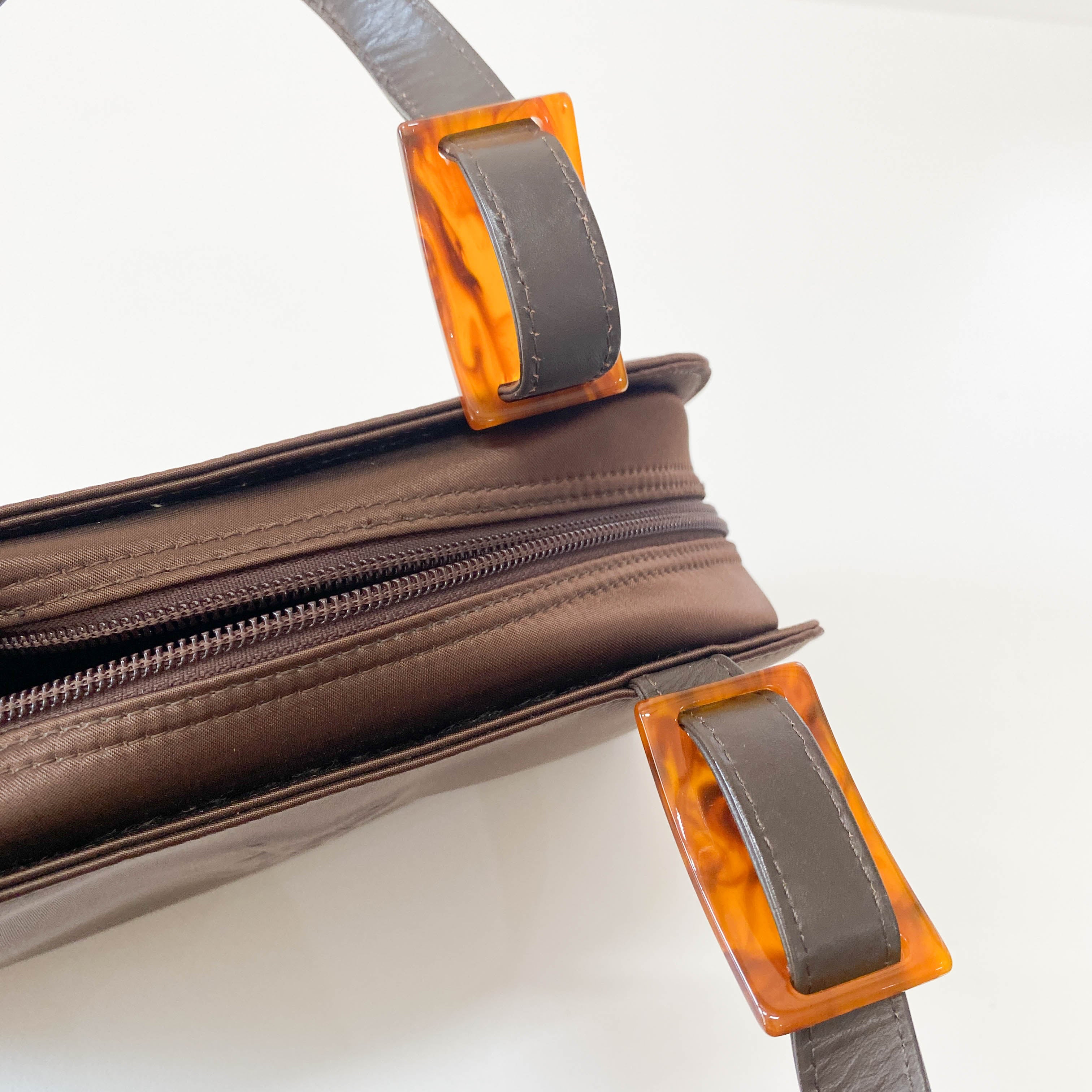 Brown Nylon Handle Bag