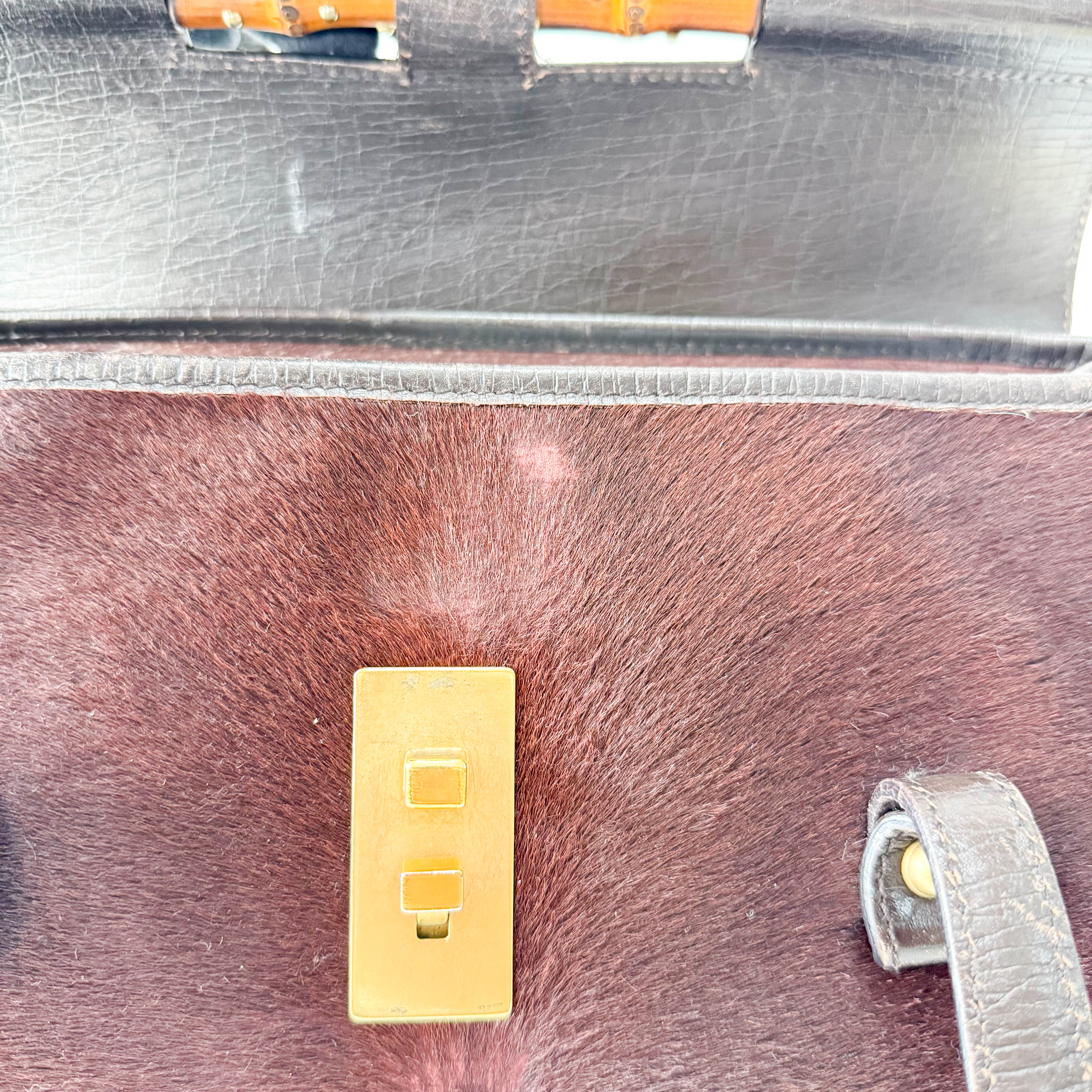 Bamboo Bullet Dark Brown Pony Hair Bag