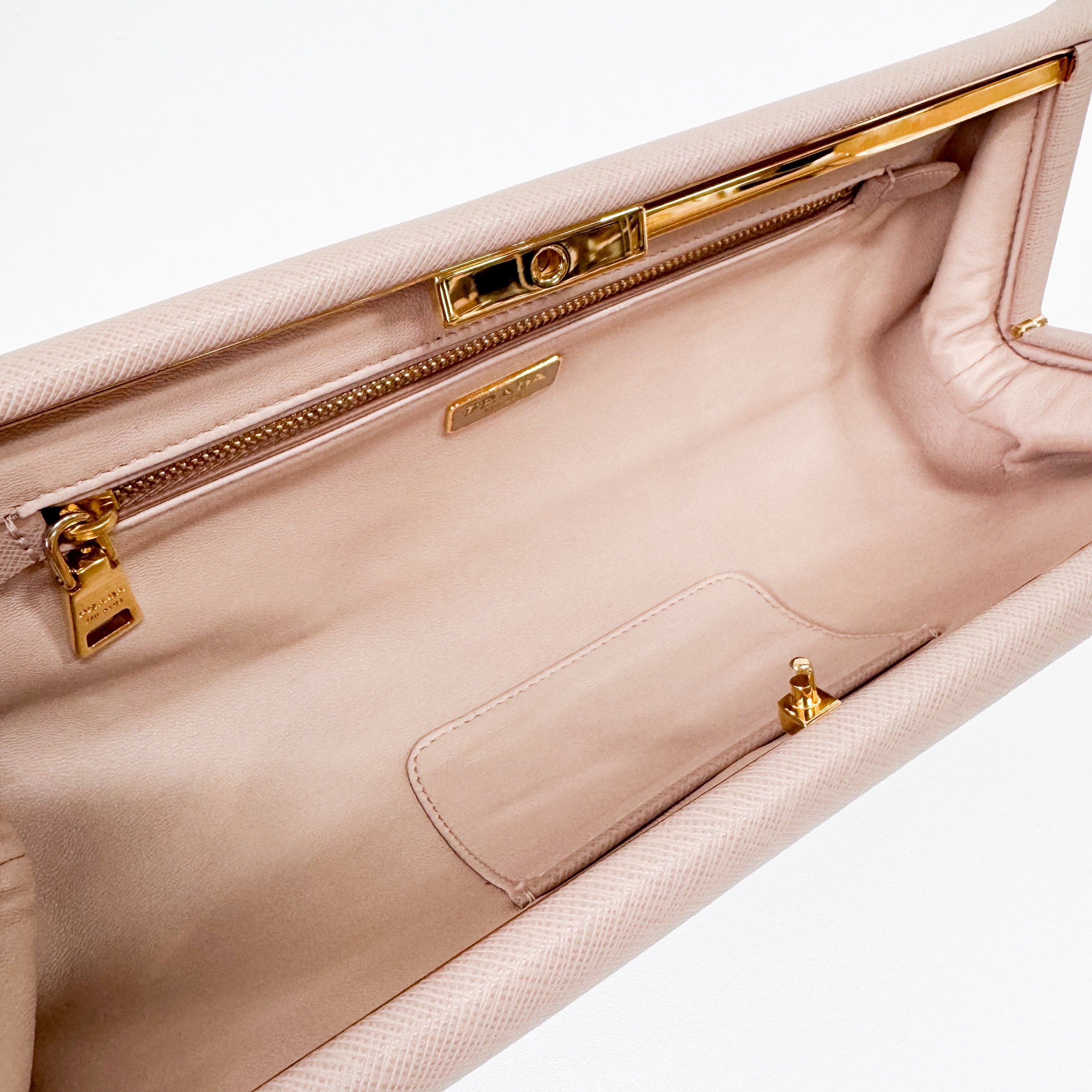 Saffiano Pink Canvas Clutch Bag