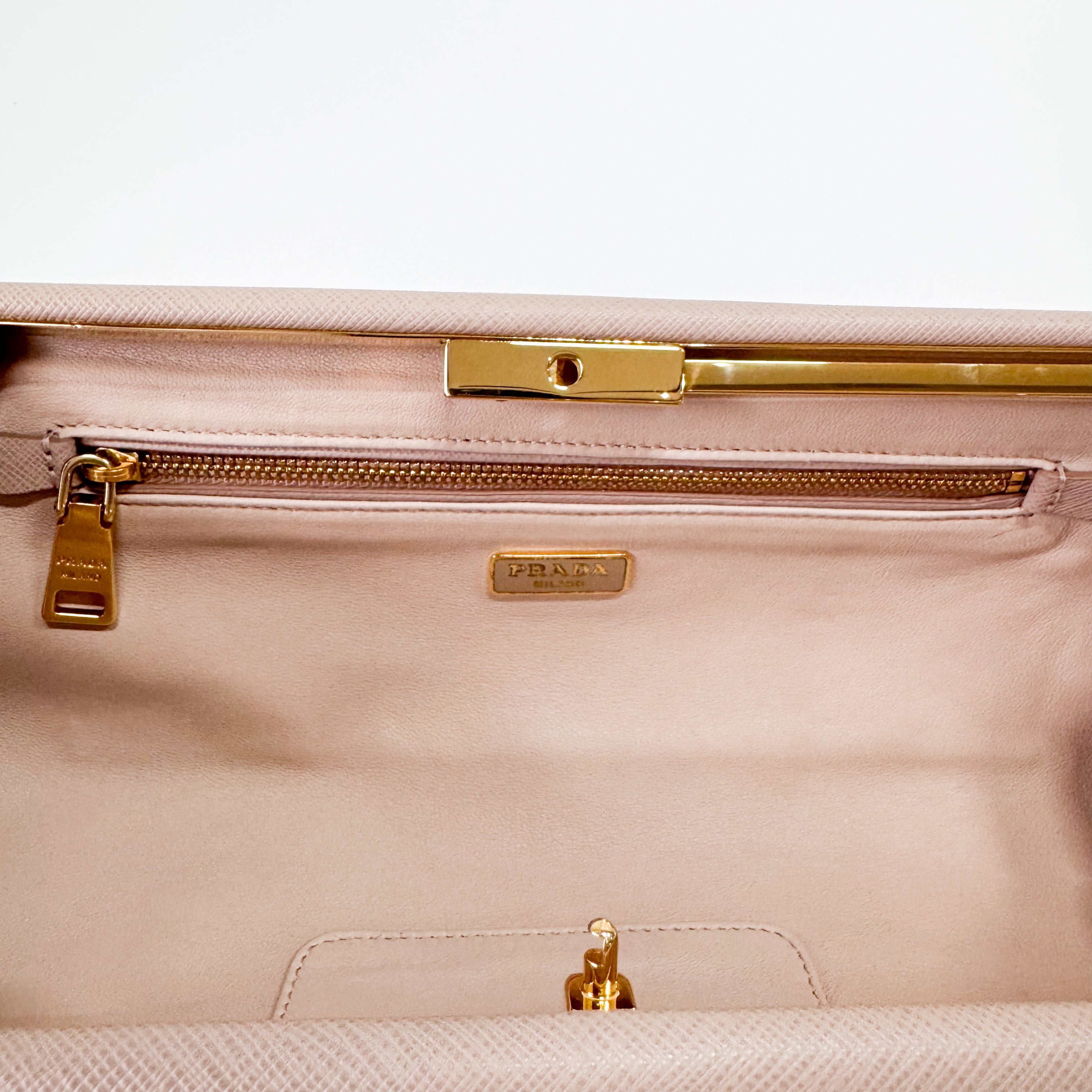 Saffiano Pink Canvas Clutch Bag