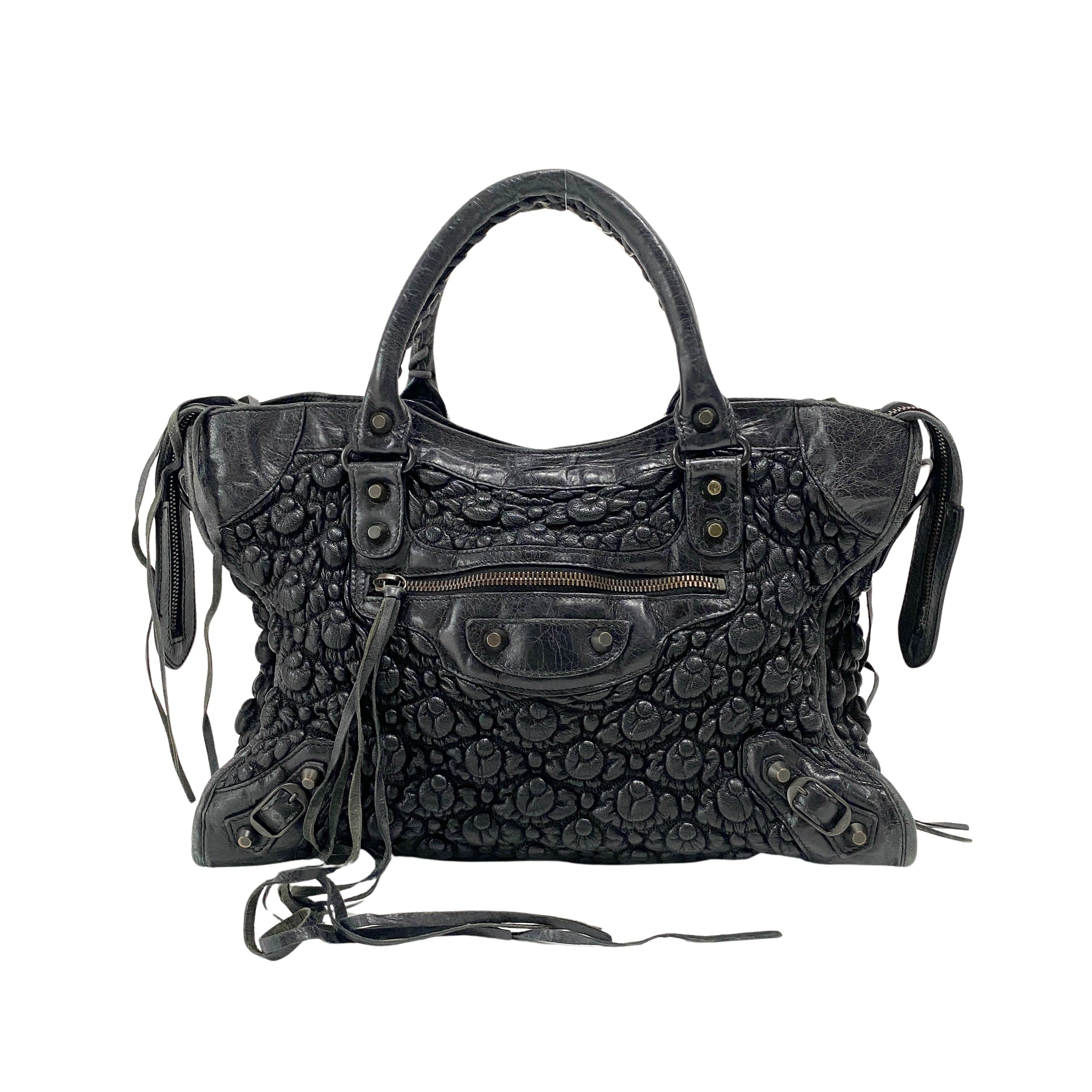 The City Black Leather Hand bag