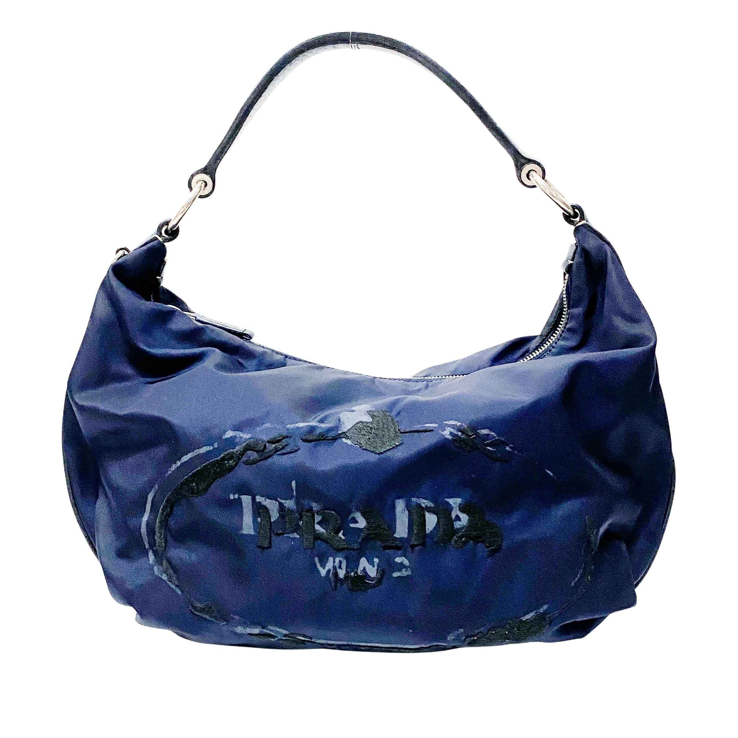 Navy Nylon Shoulder Bag