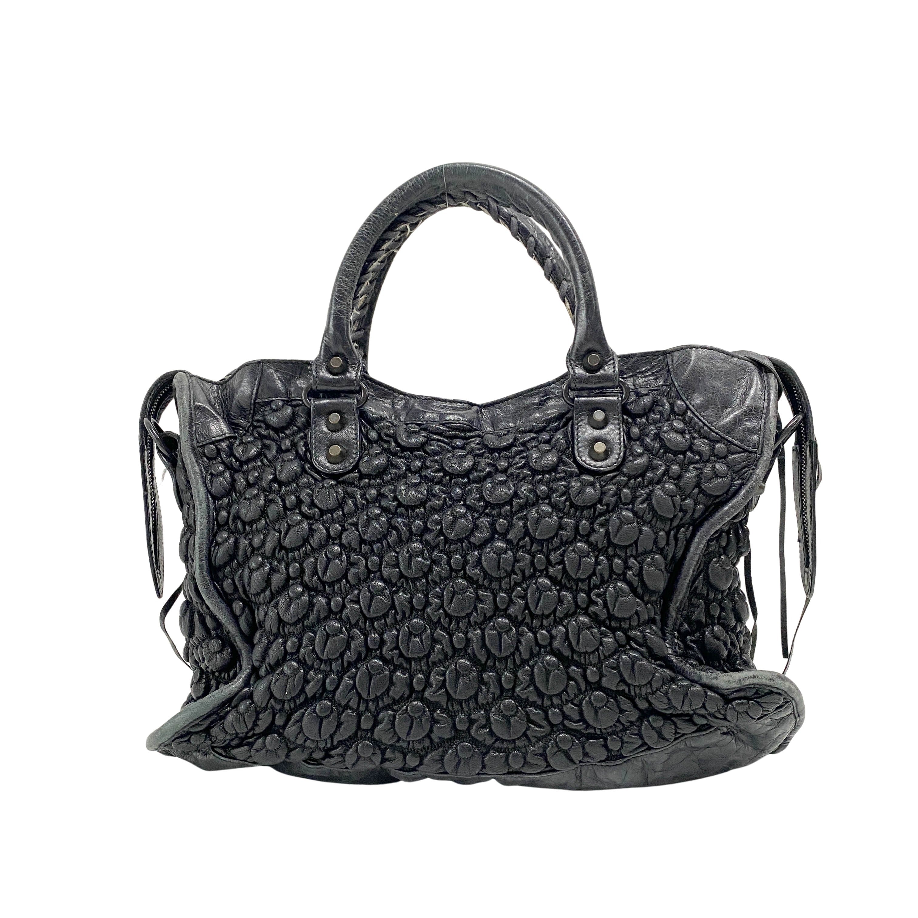 The City Black Leather Hand bag