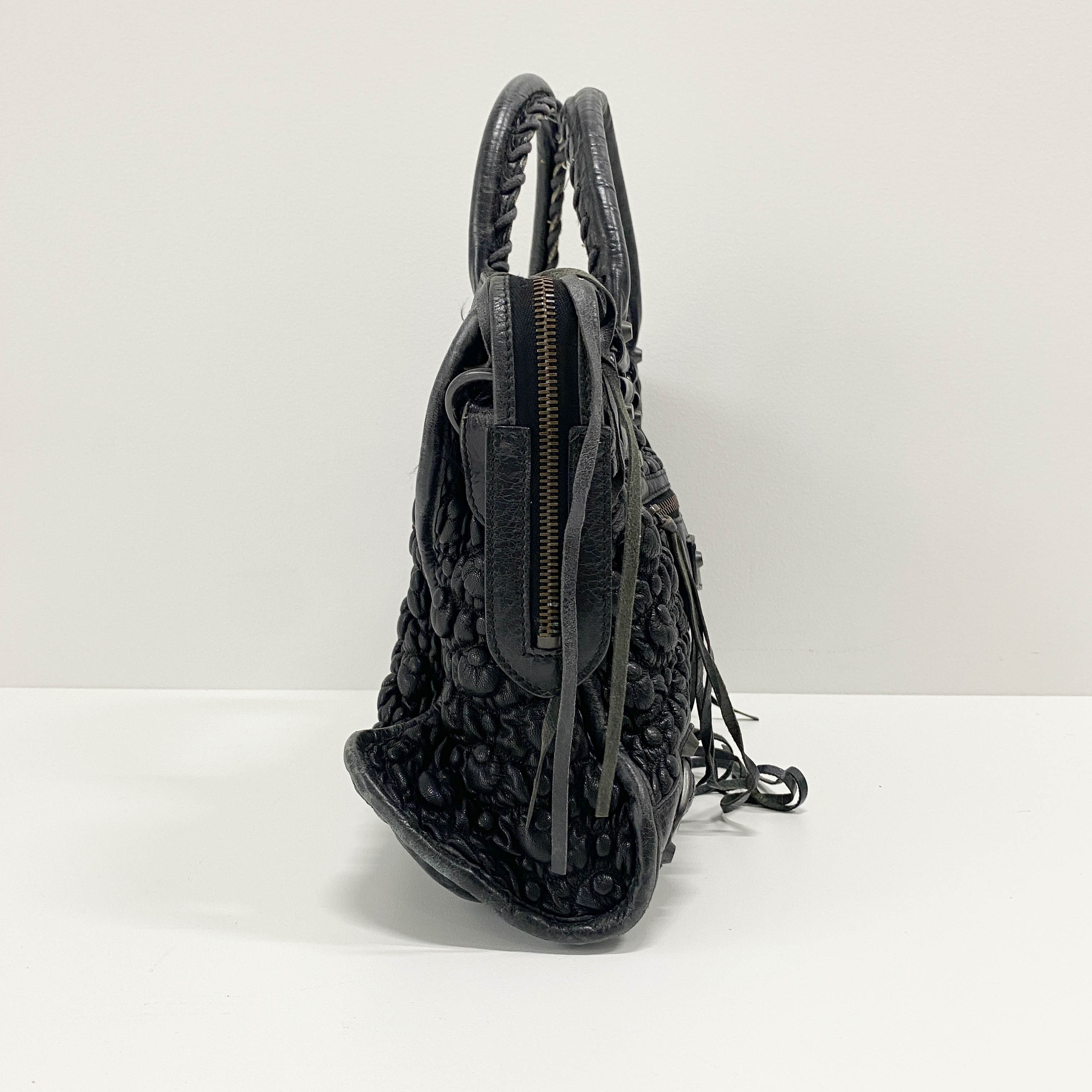 The City Black Leather Hand bag