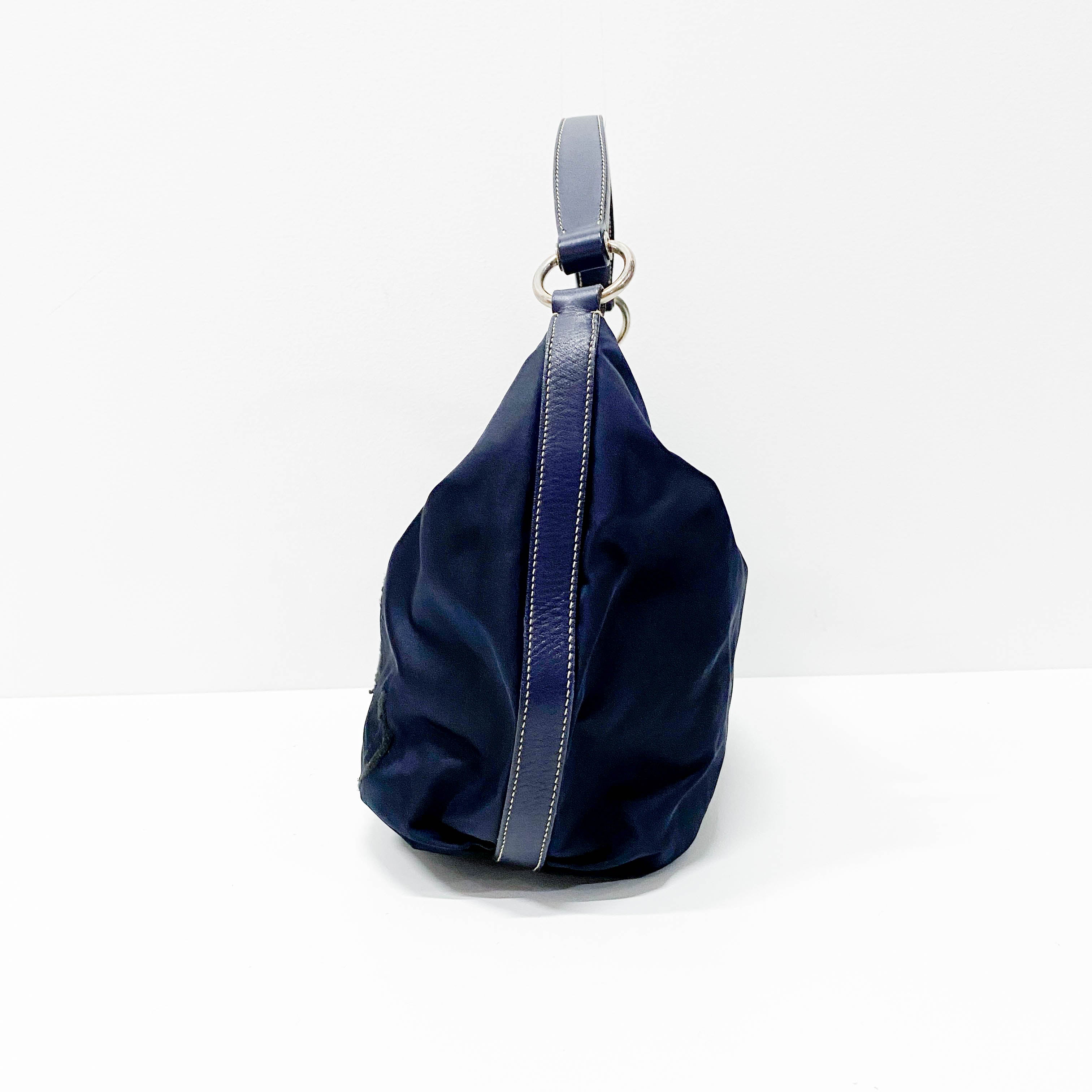 Navy Nylon Shoulder Bag