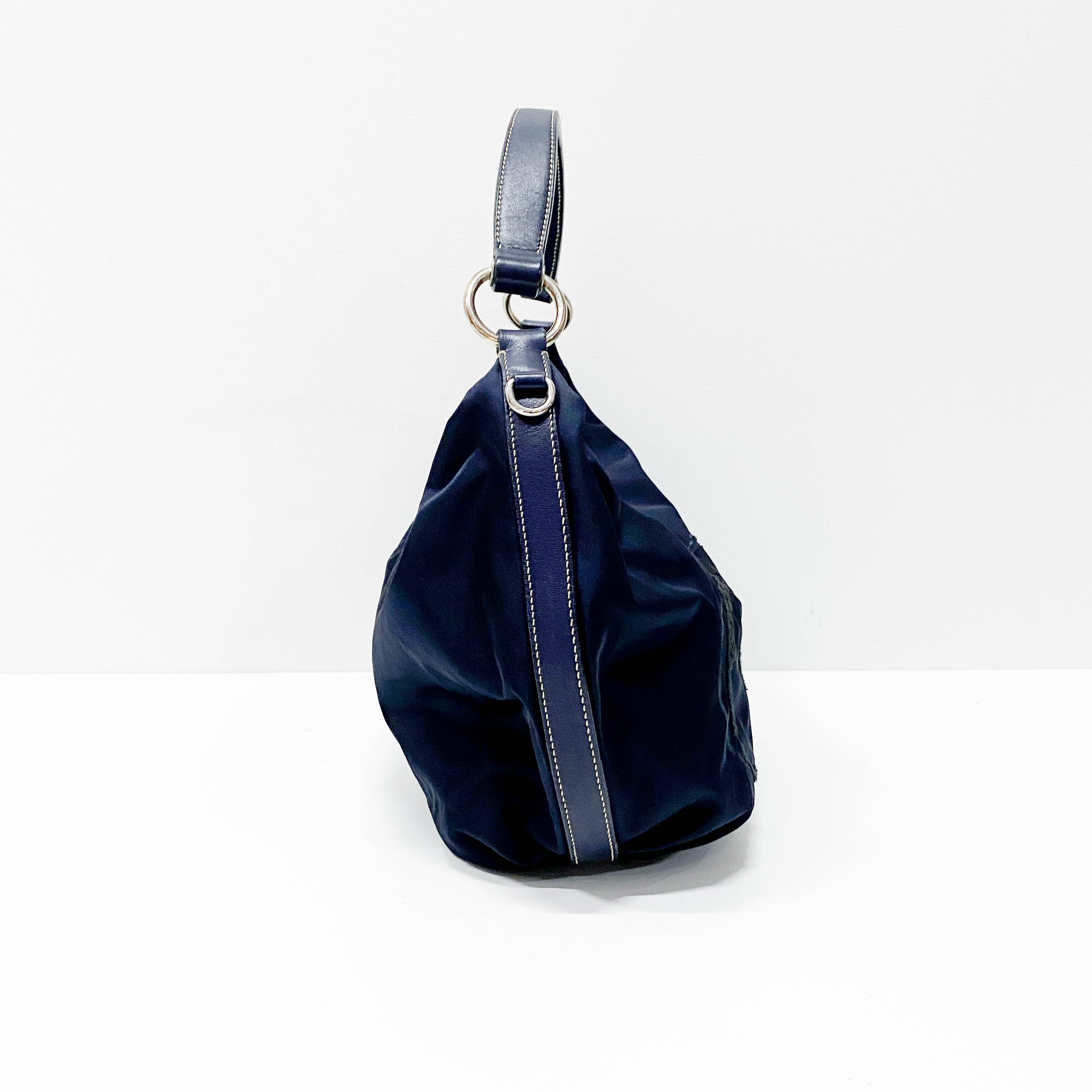 Navy Nylon Shoulder Bag