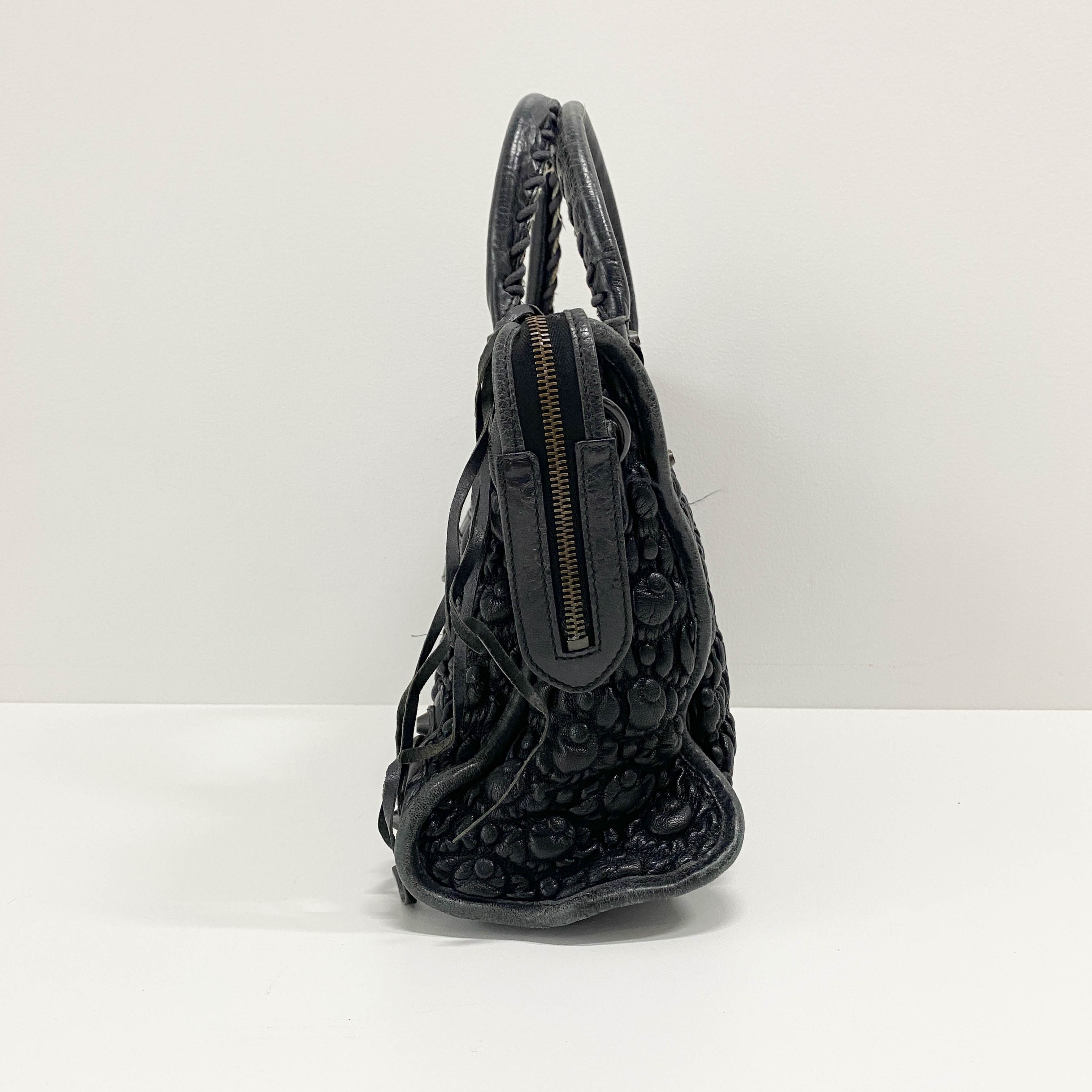 The City Black Leather Hand bag