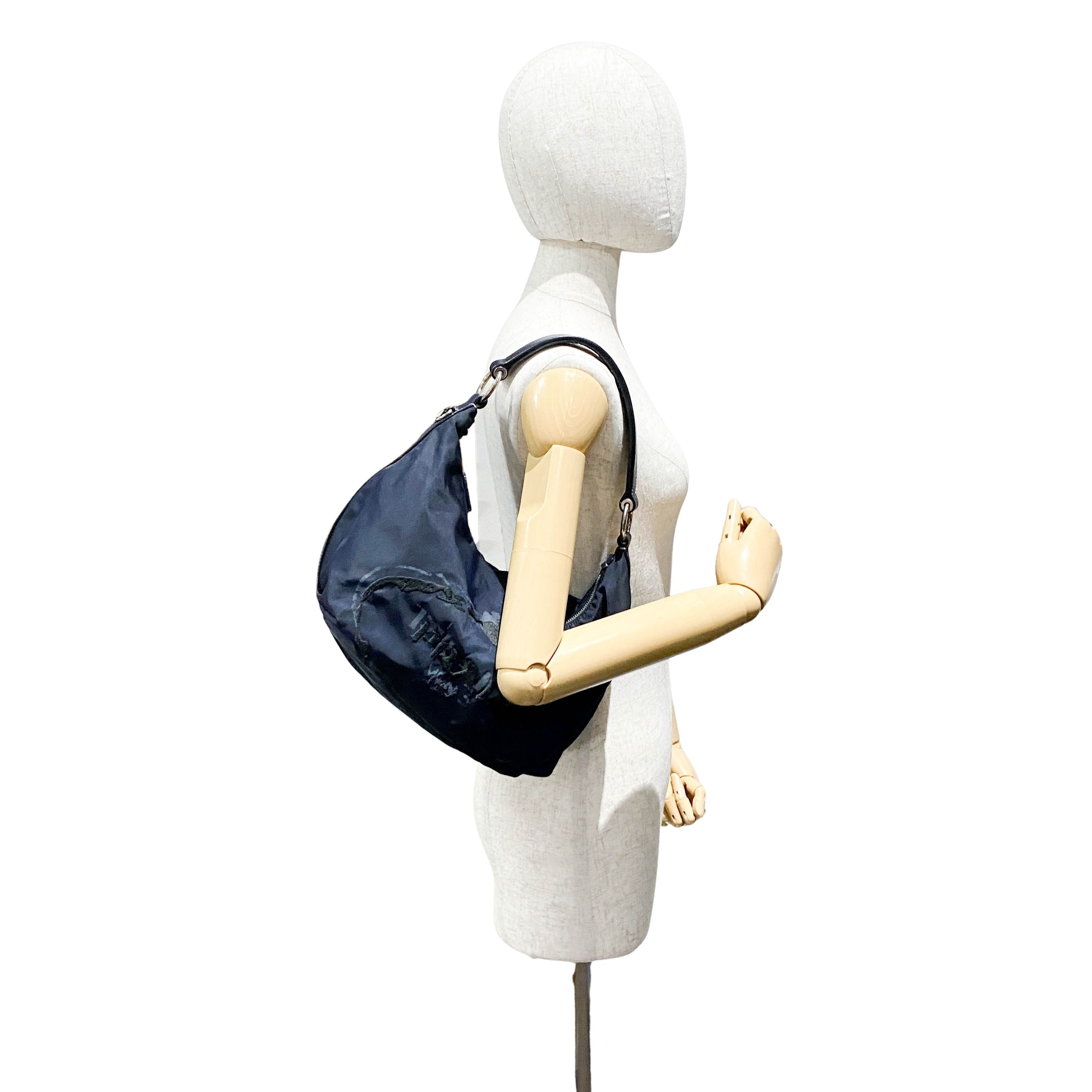 Navy Nylon Shoulder Bag