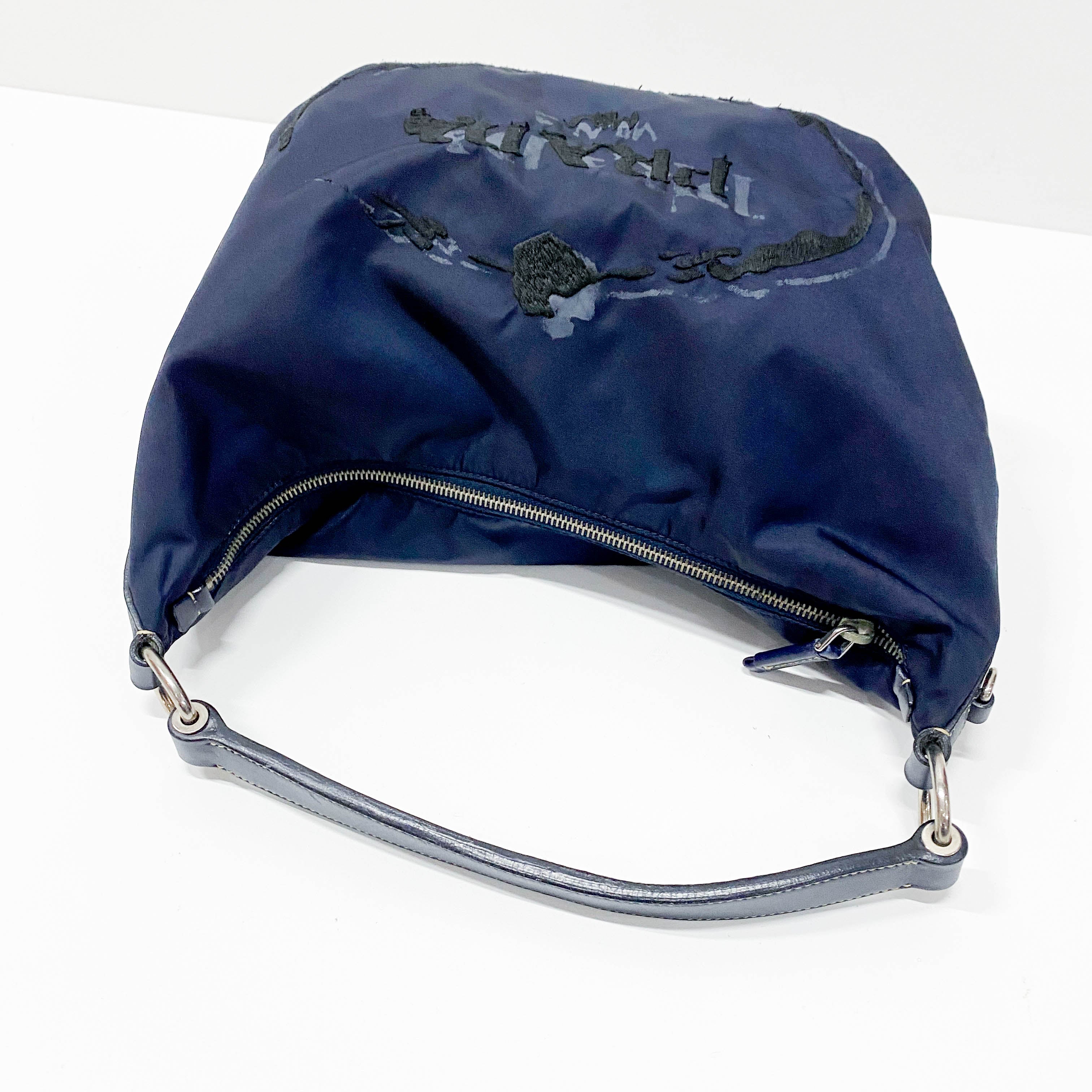 Navy Nylon Shoulder Bag