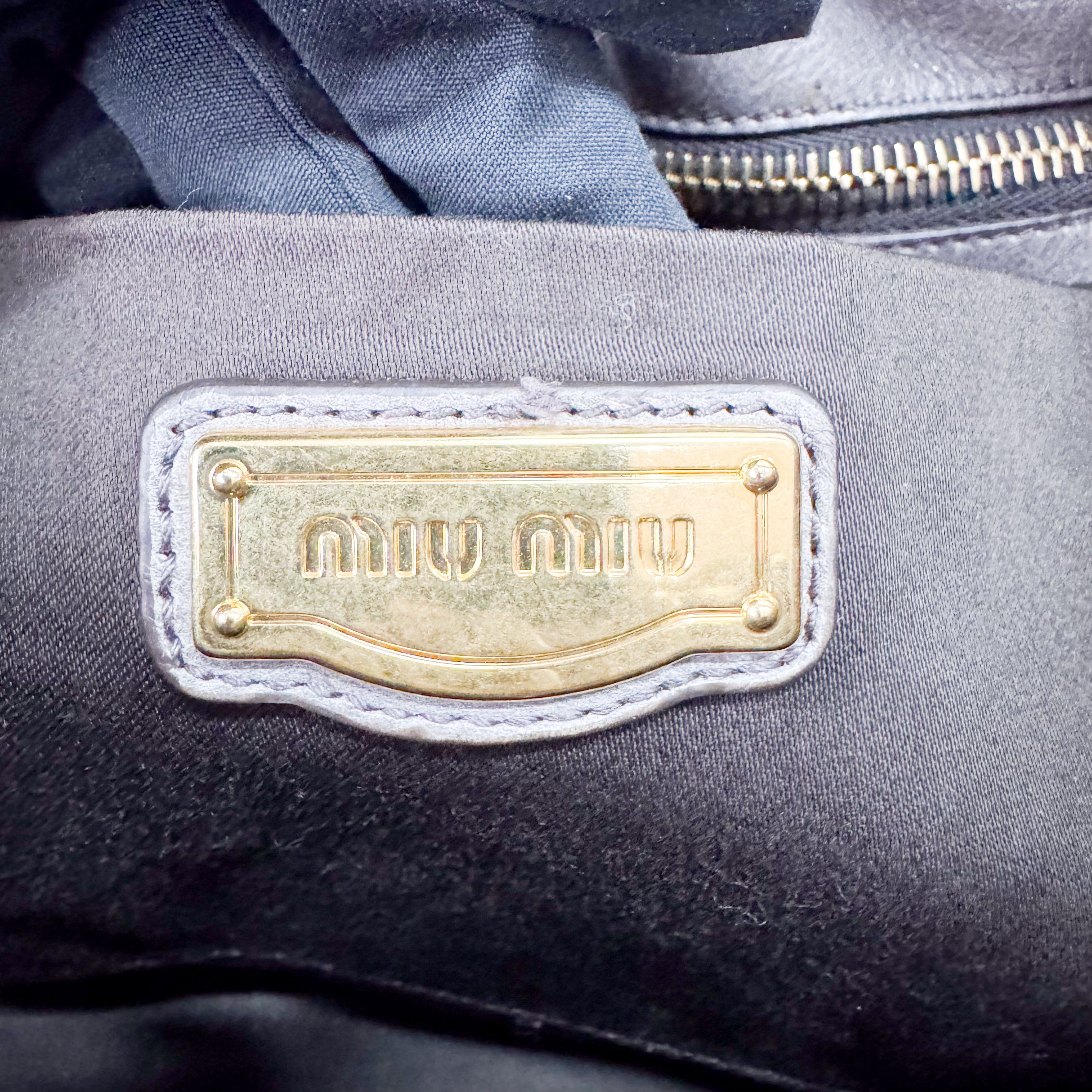 Vitello Grey Calfskin Leather Two Way Bag