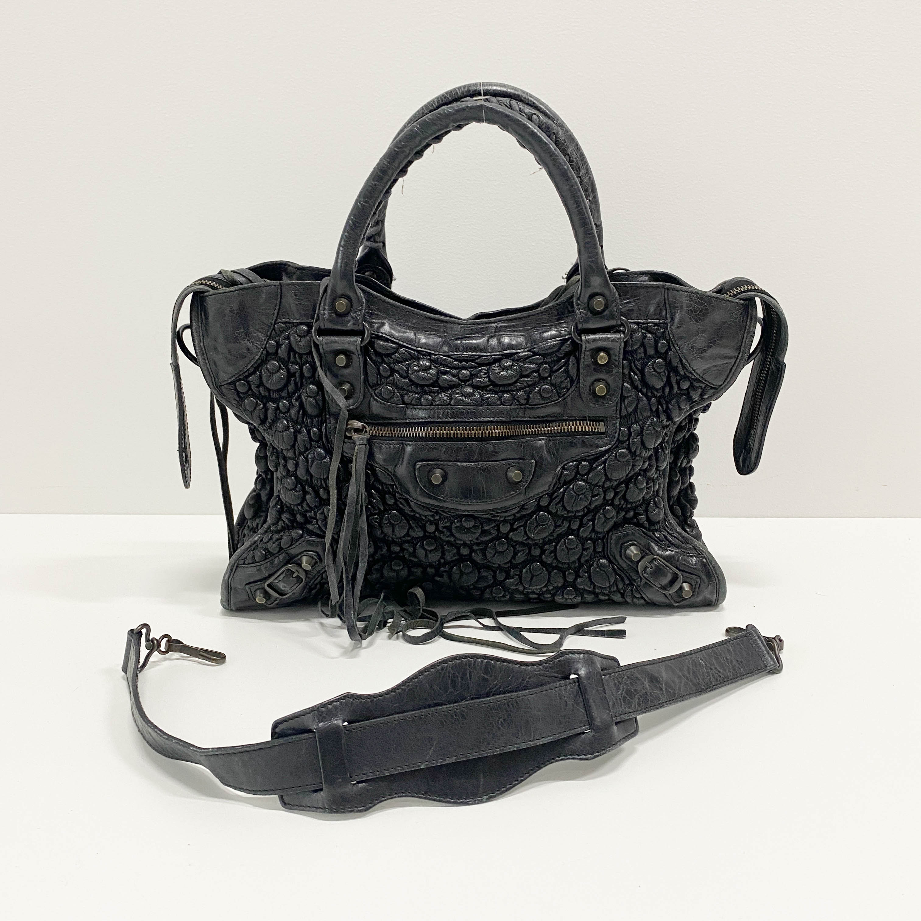 The City Black Leather Hand bag