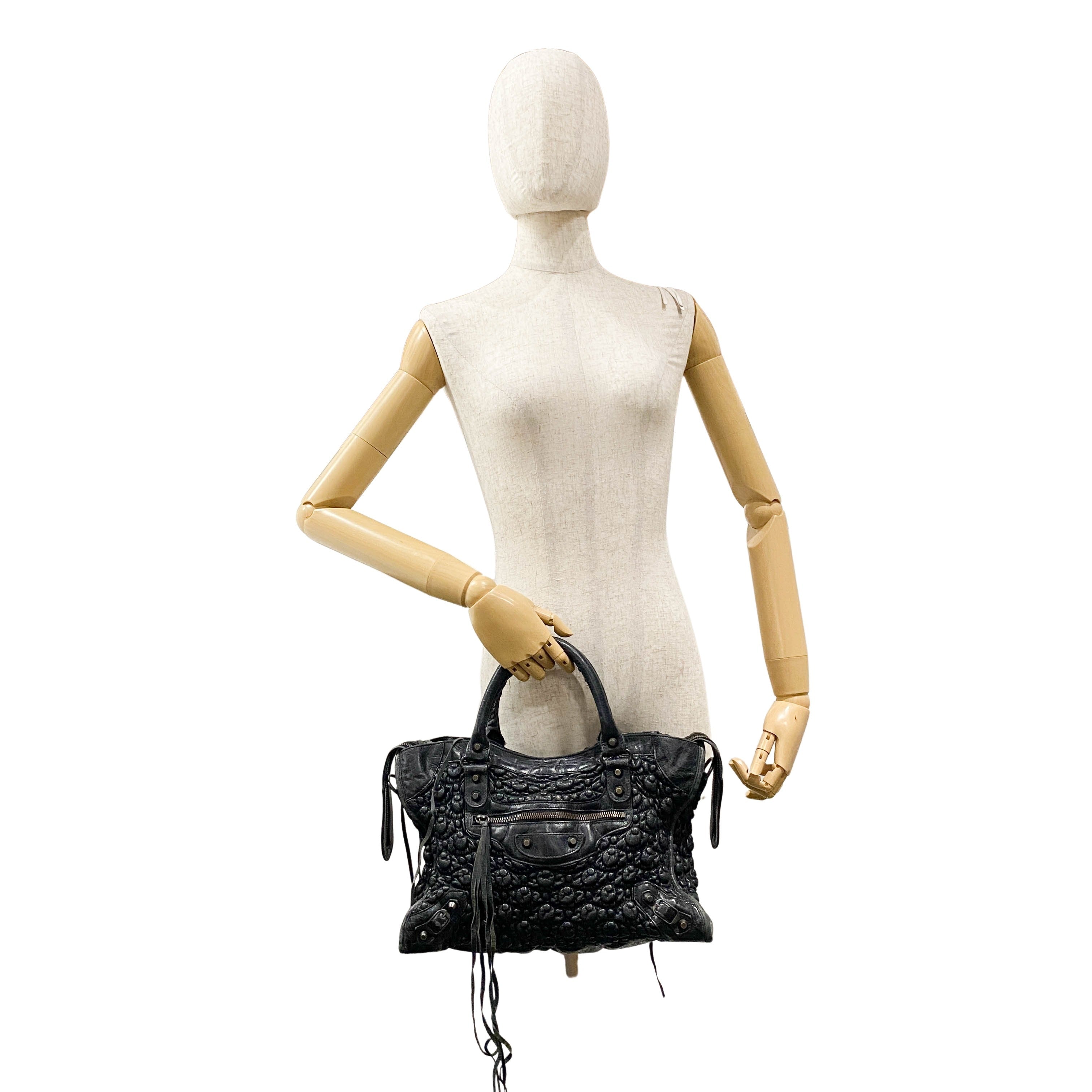 The City Black Leather Hand bag