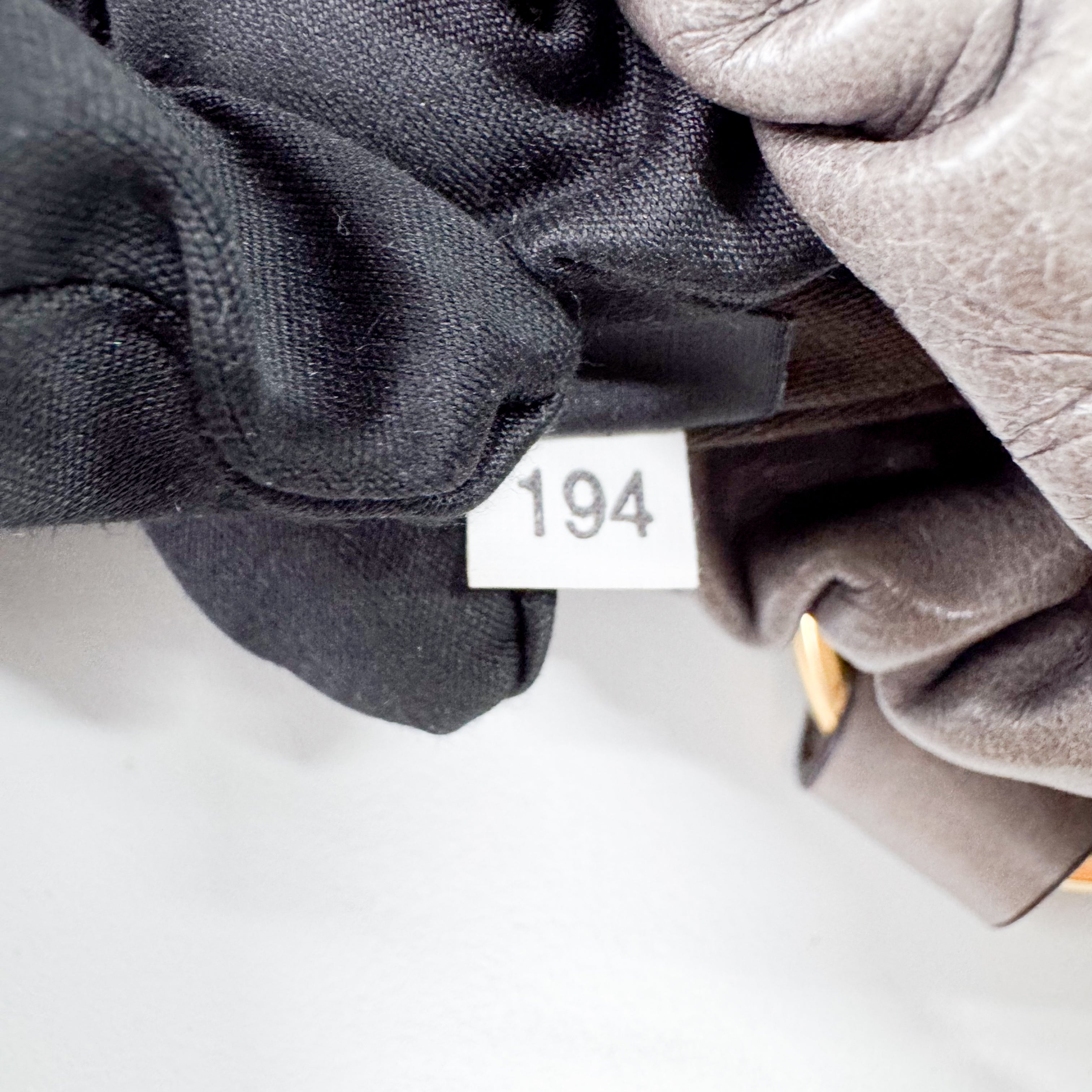 Vitello Grey Calfskin Leather Two Way Bag