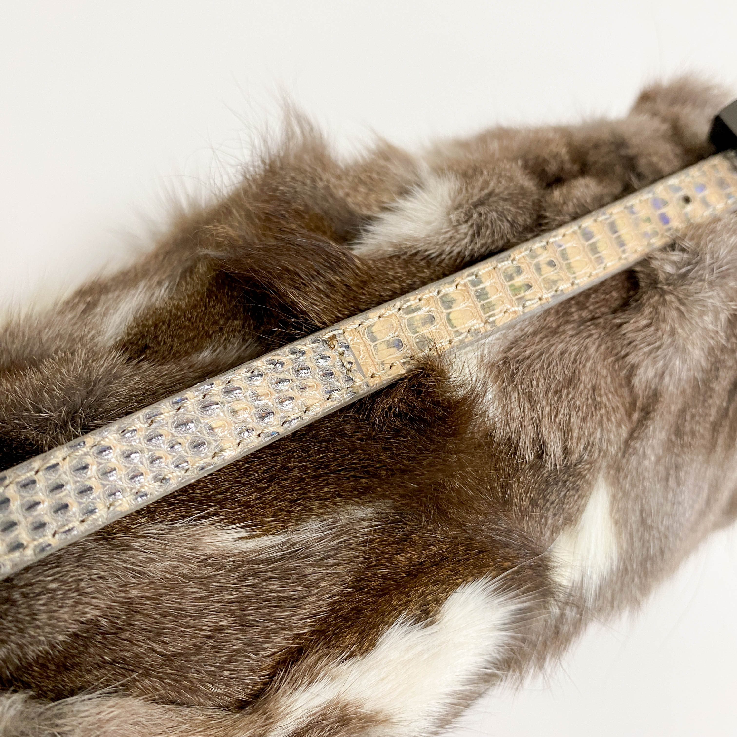 Mini Mamma Baguette Brown Fur Shoulder Bag