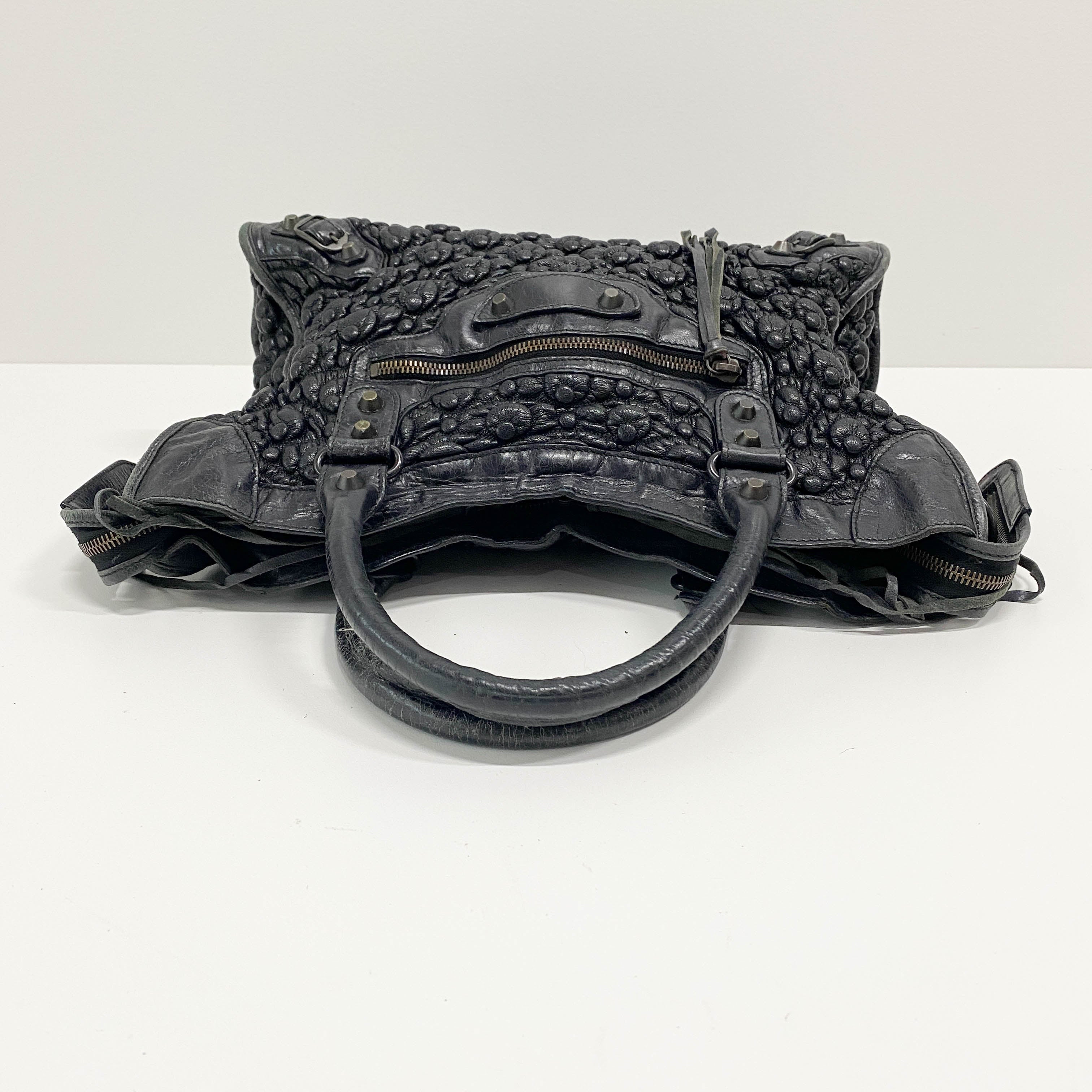 The City Black Leather Hand bag
