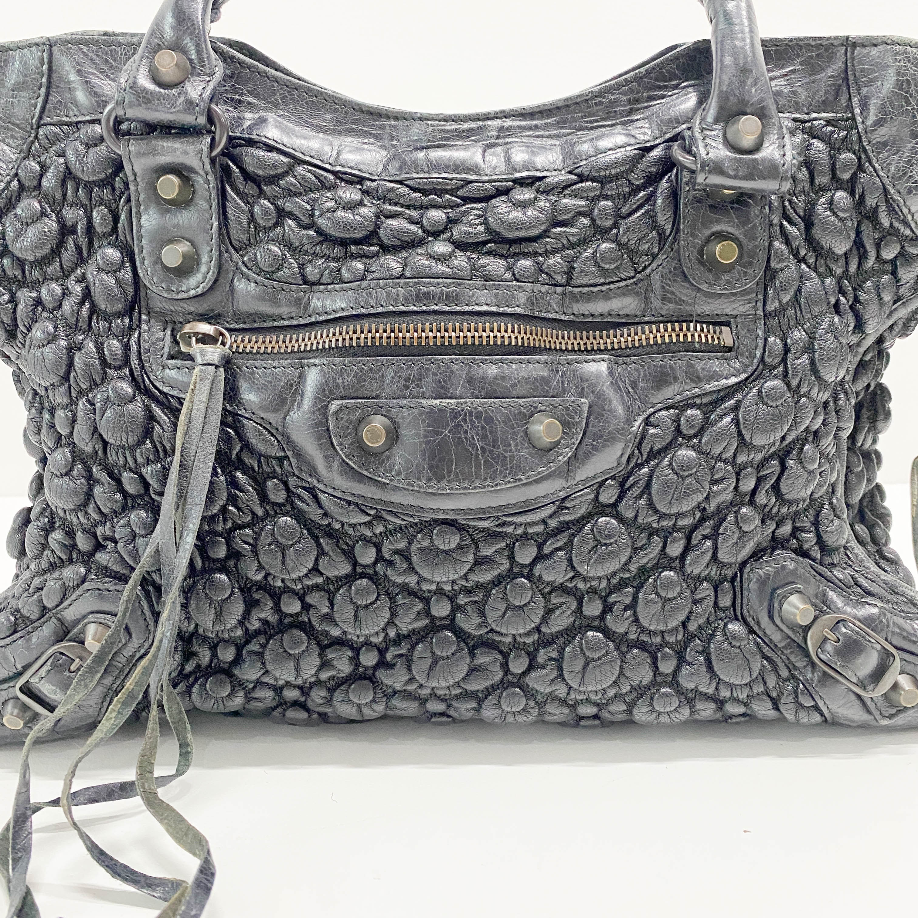 The City Black Leather Hand bag