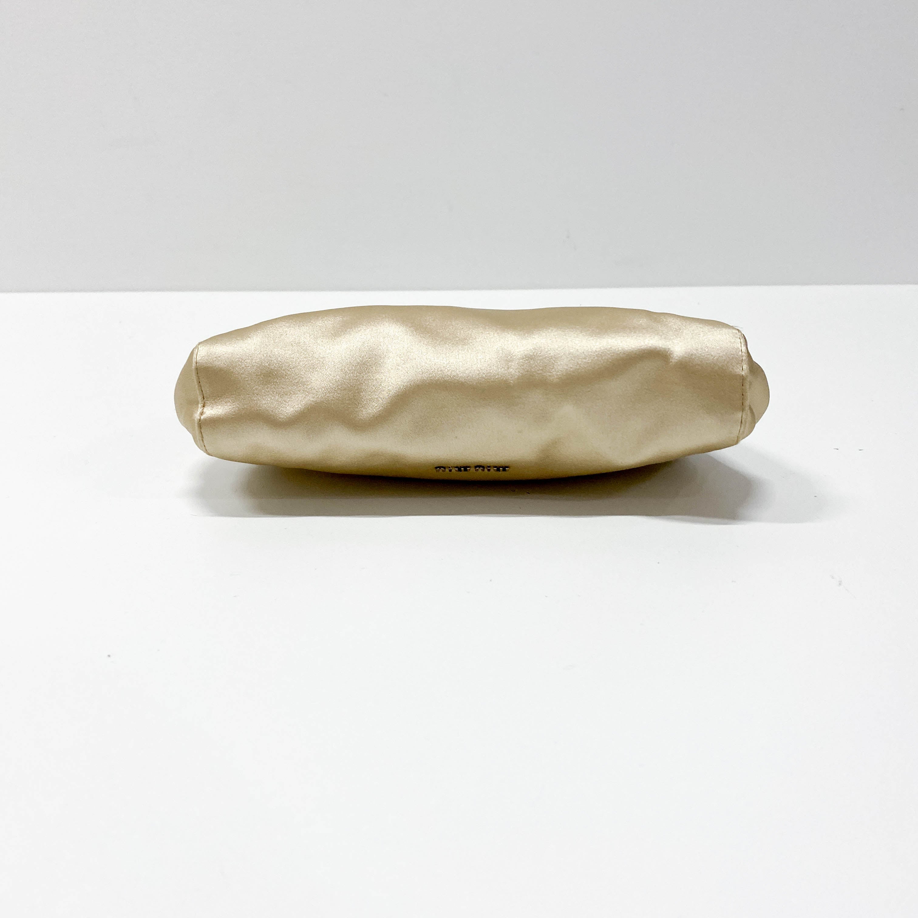 Vintage Beige Satin Shoulder Bag