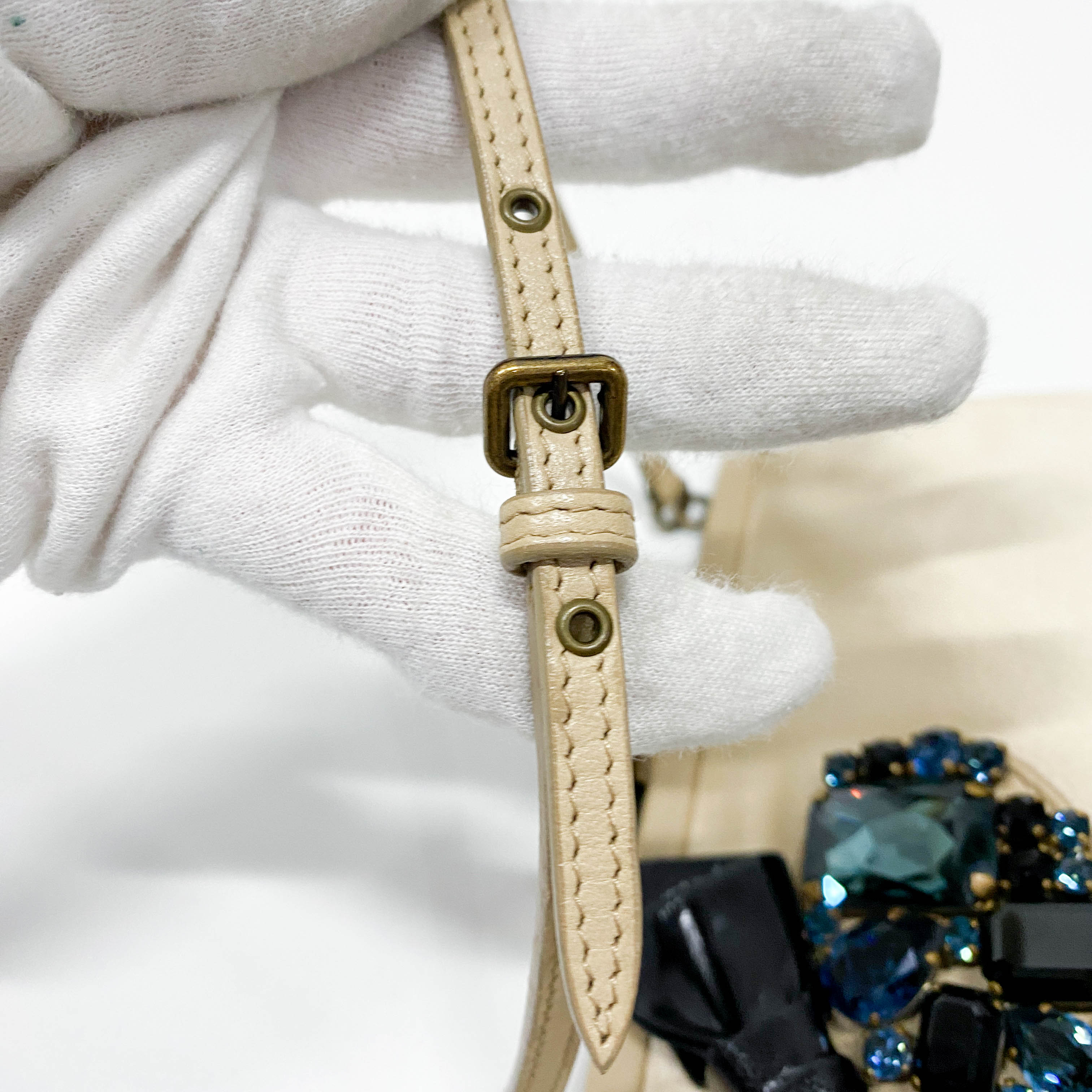 Vintage Beige Satin Shoulder Bag