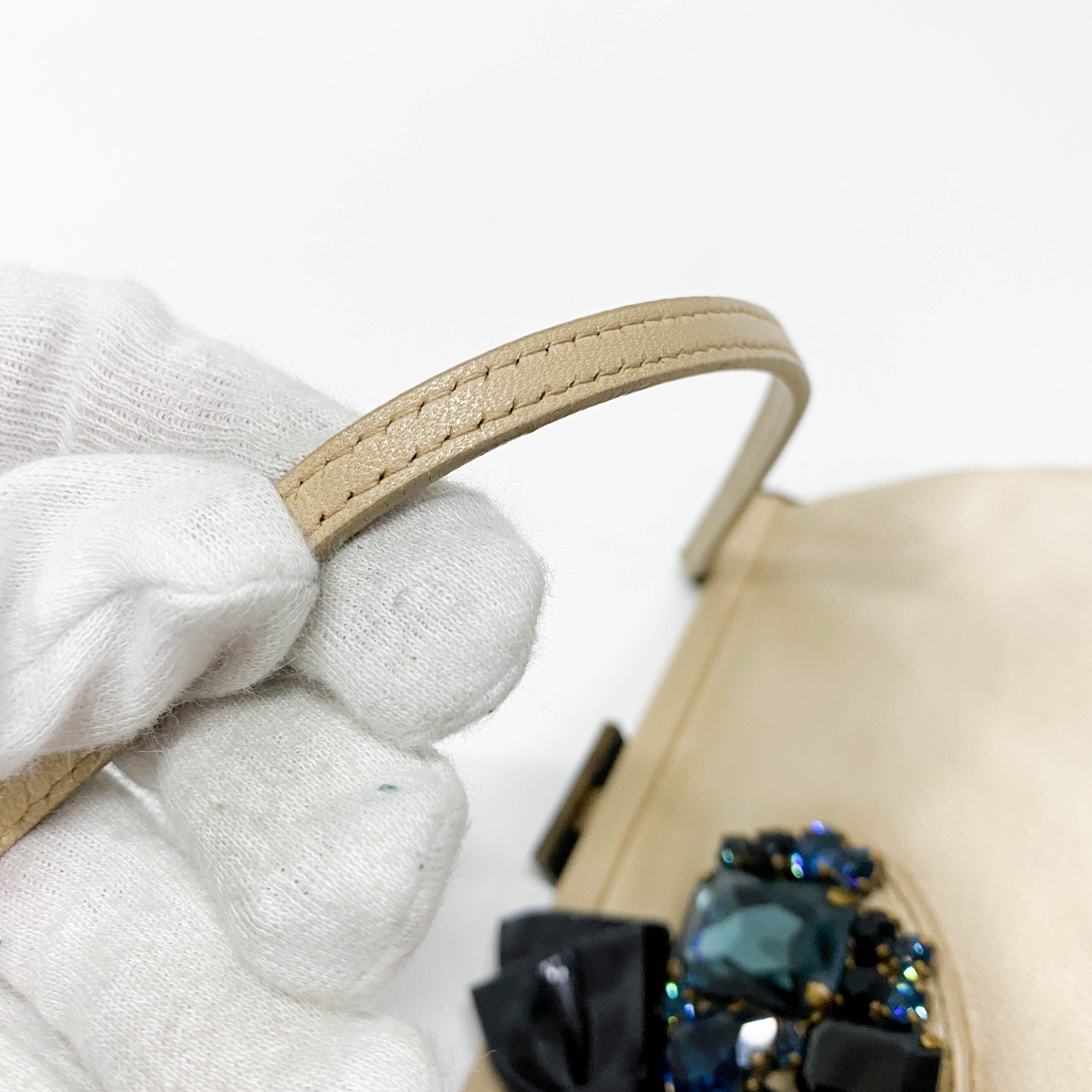 Vintage Beige Satin Shoulder Bag