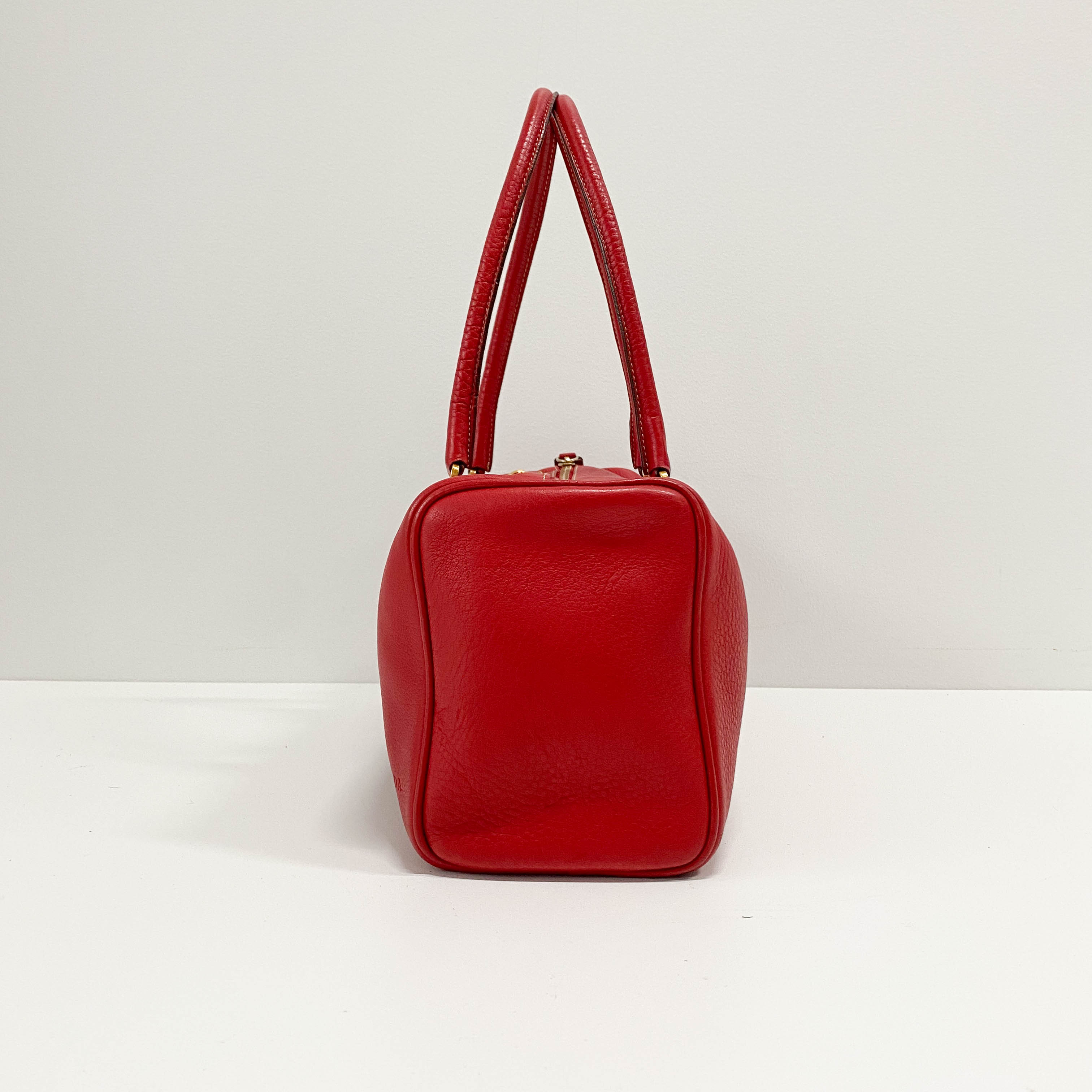 Red Horizontal Leather Shoulder Bag