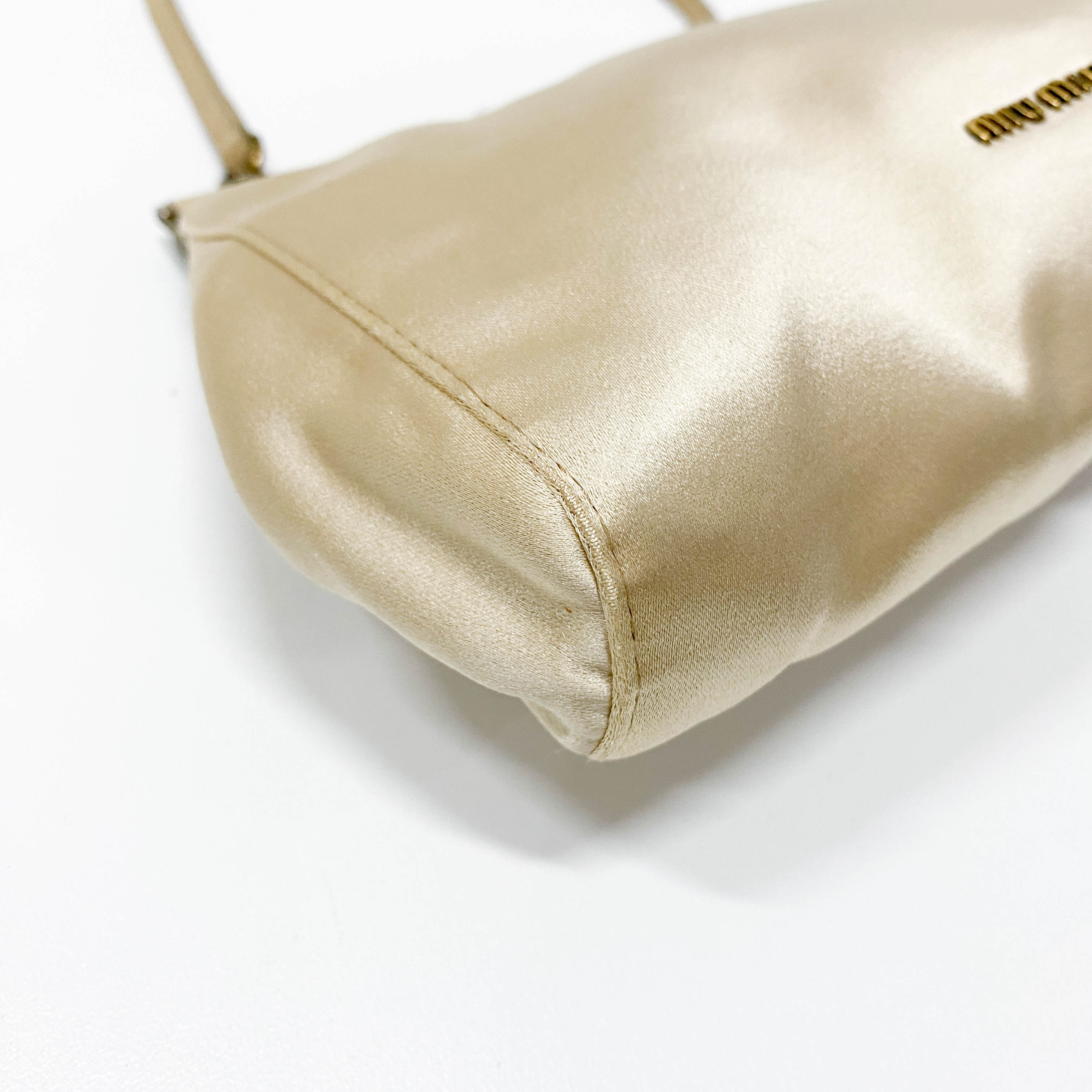 Vintage Beige Satin Shoulder Bag