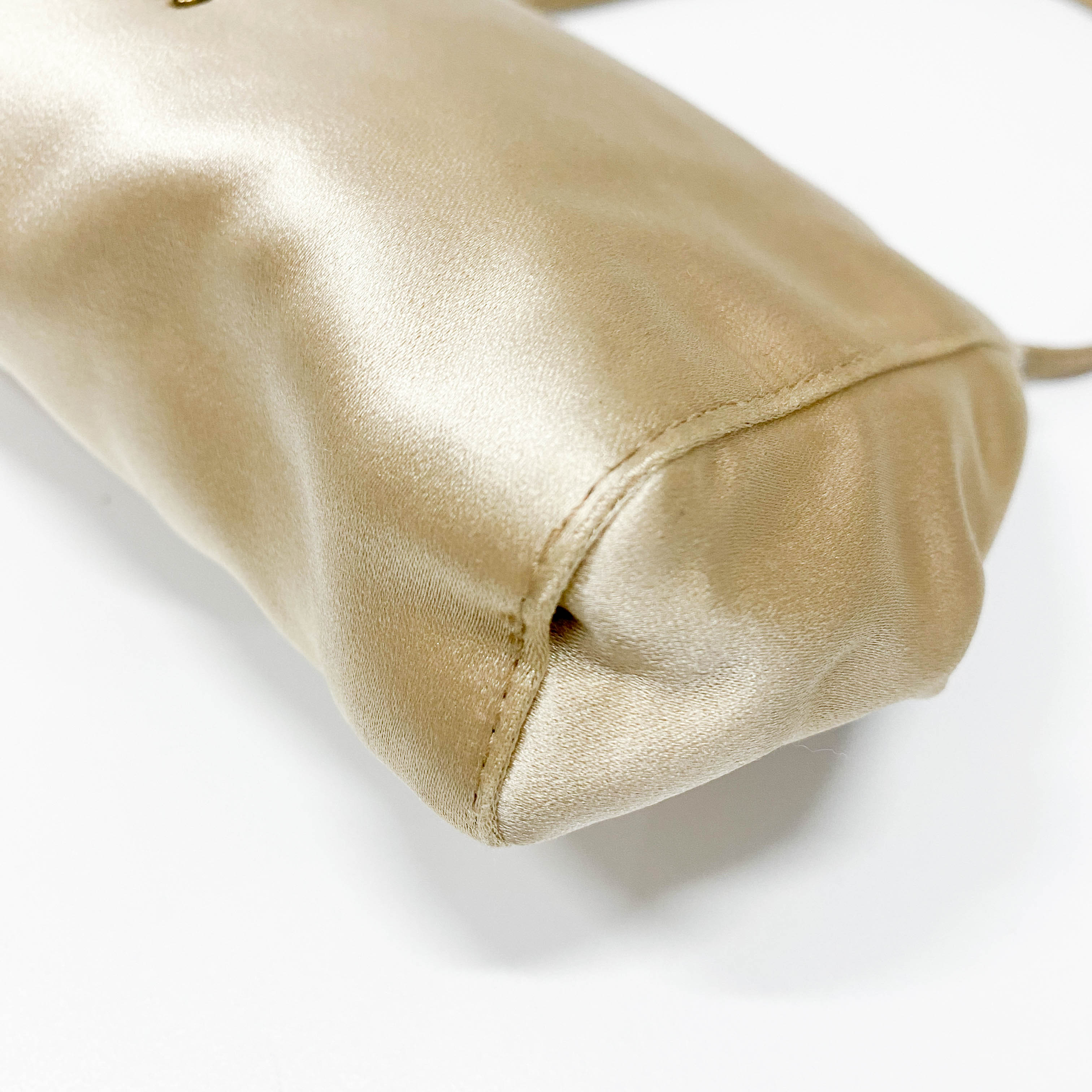 Vintage Beige Satin Shoulder Bag