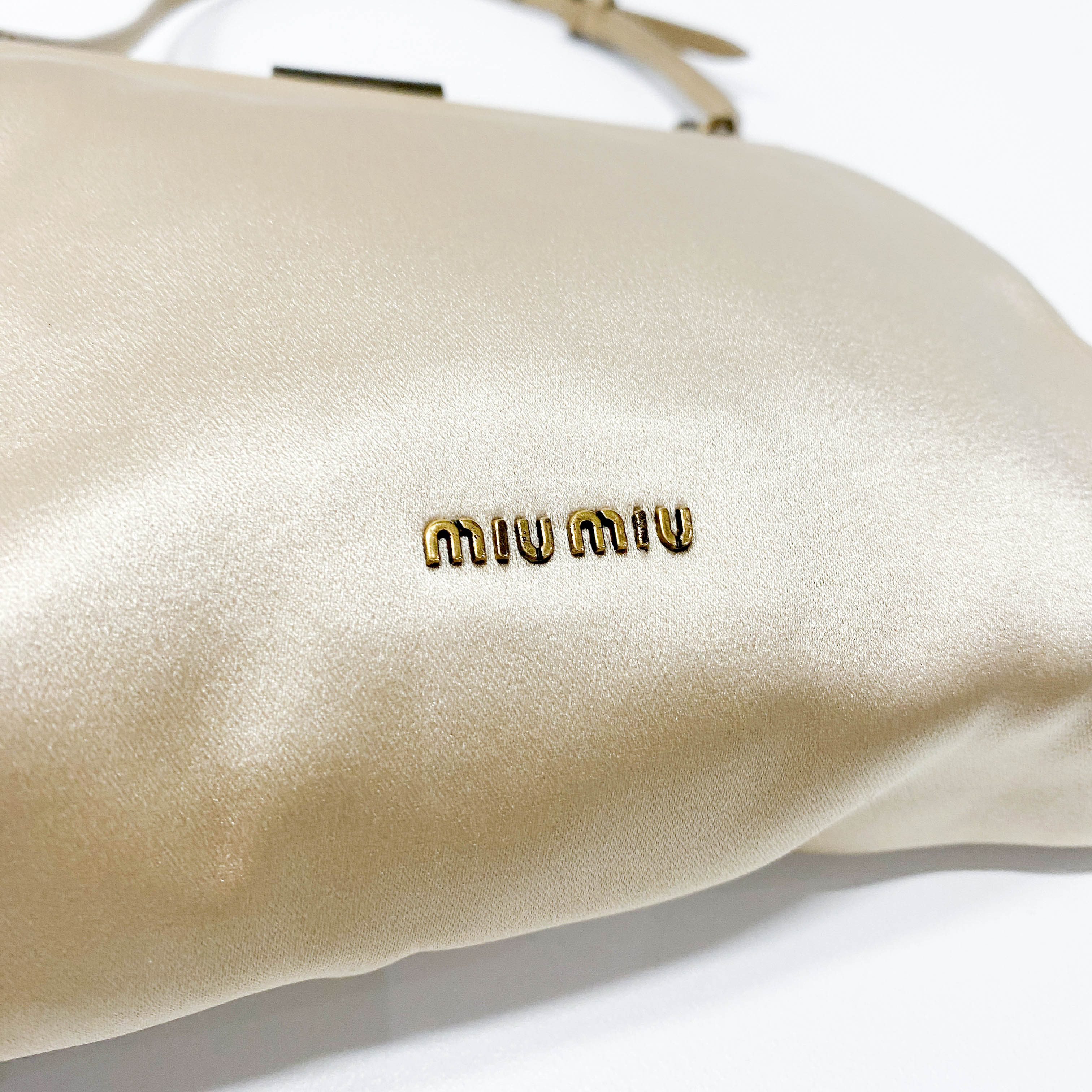 Vintage Beige Satin Shoulder Bag