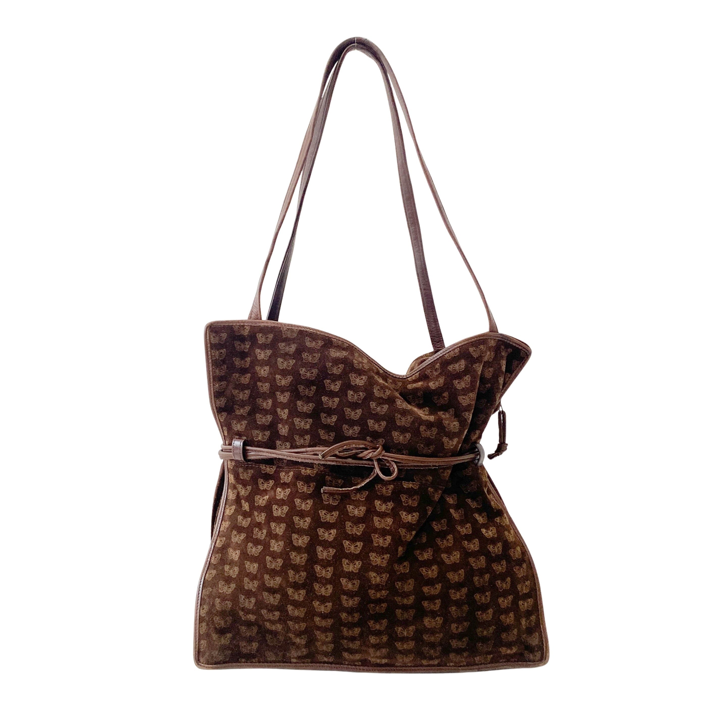 Little Butterflies Print Suede Bag